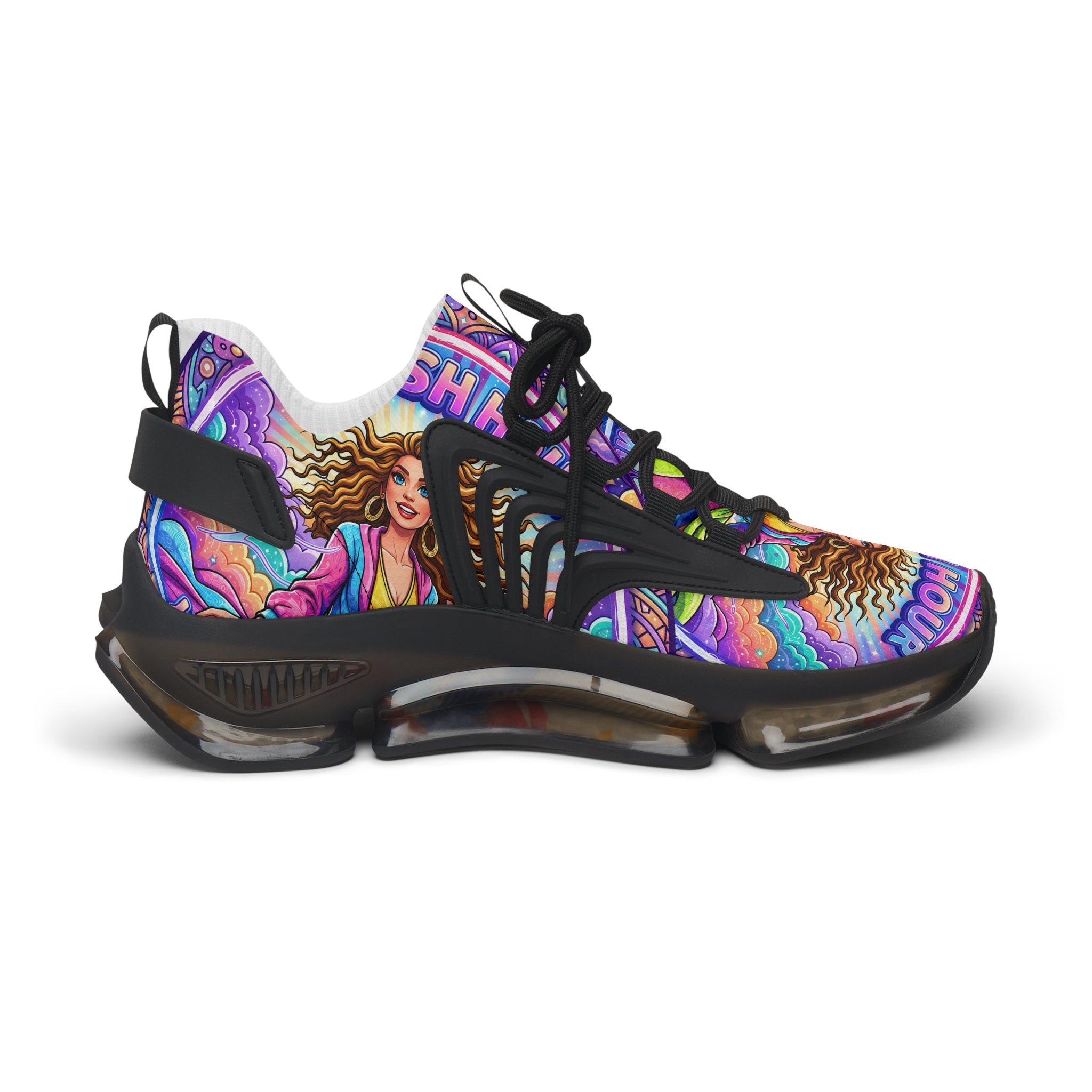 Mesh Sneakers — Vibrant 'Rush Hour' Retro Goddess Athletic Shoes