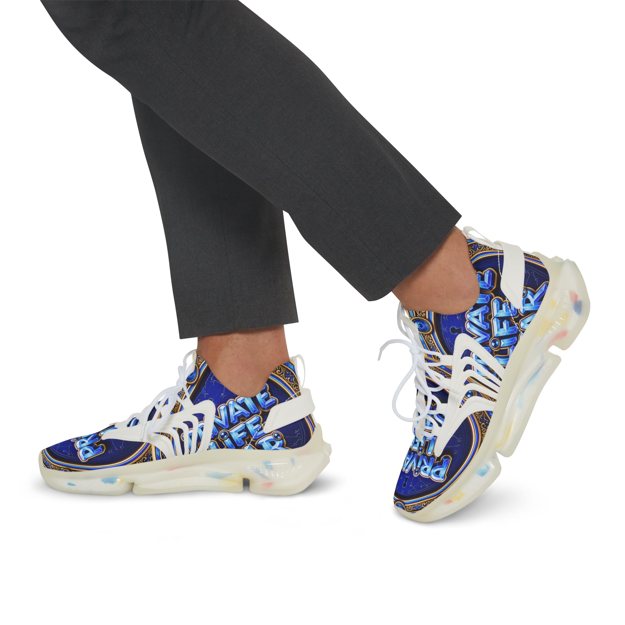 Mesh Sneakers — 'Private Life Style "Bold Blue Graphic Athletic Shoes