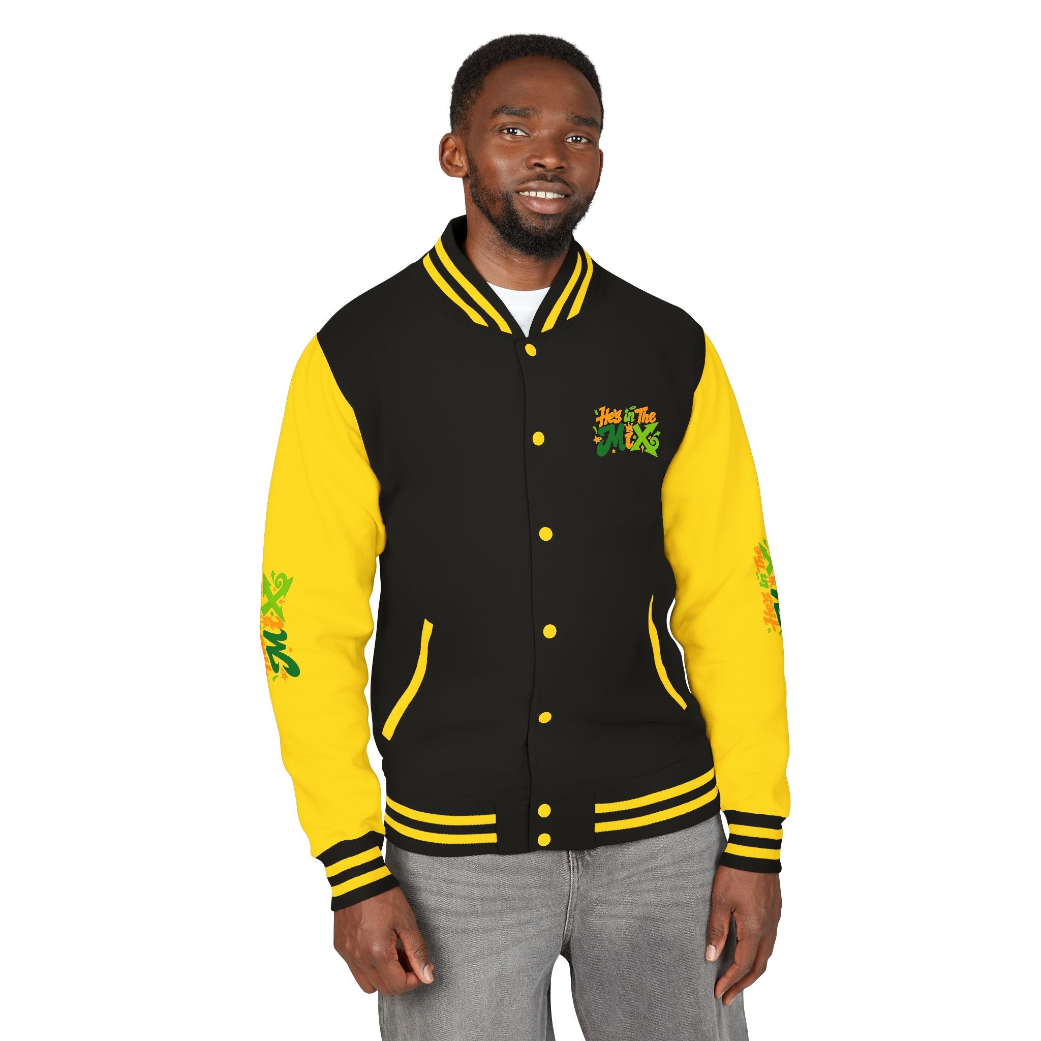 Letterman Jacket - "He's in the Mix" Retro Graffiti Varsity Jacket