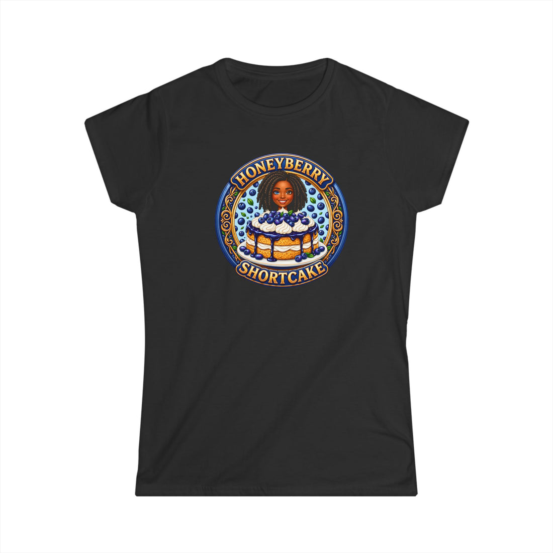 "Honeyberry Shortcake" Women's Tee – Retro Dessert Graphic Shirt