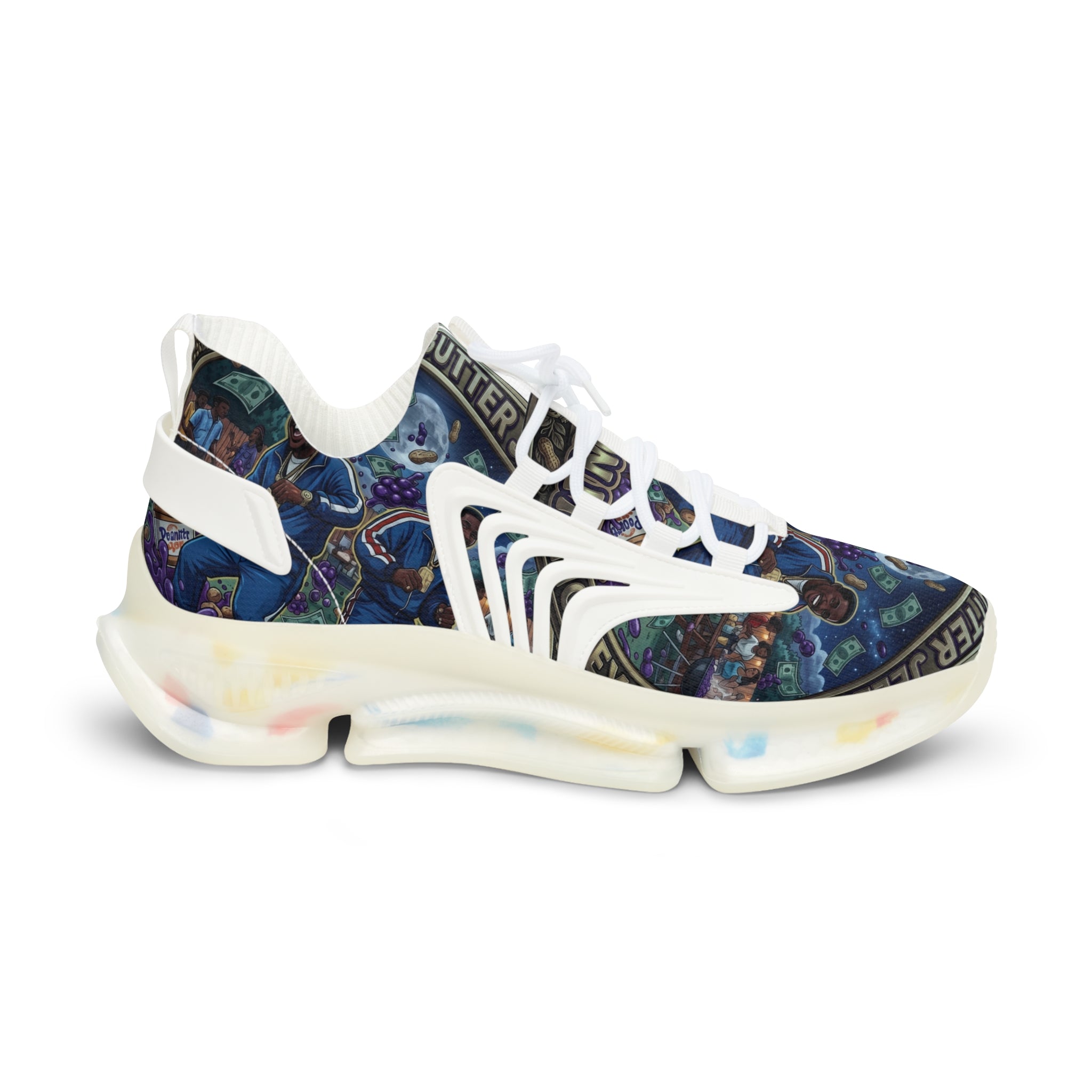 Men's Mesh Sneakers — "Peanut Butter Jelly"Cosmic Blue Graphic Athletic Shoes