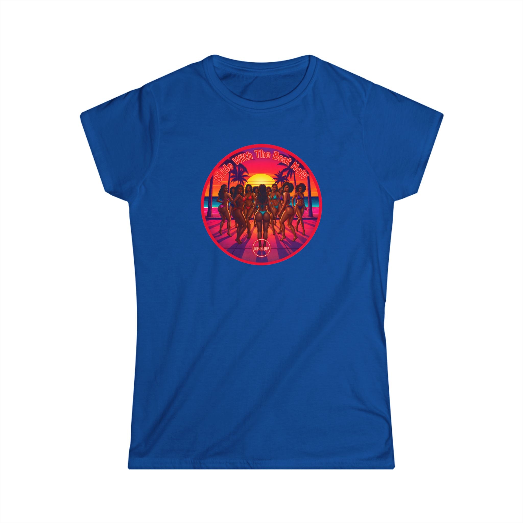 Women's Softstyle Tee — '' Slide With The Best Now" Classic White Crewneck T-Shirt