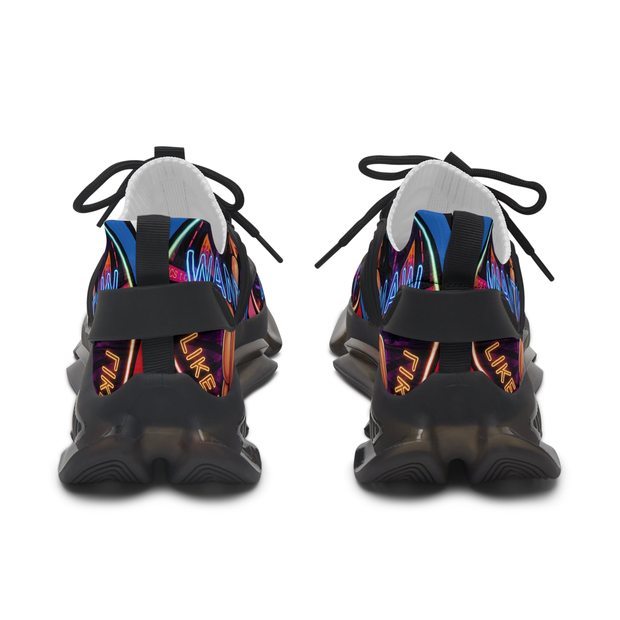 Women's Mesh Sneakers — Bold Neon Graphic Women’s Athletic Shoes :Grab It Wanting" Design