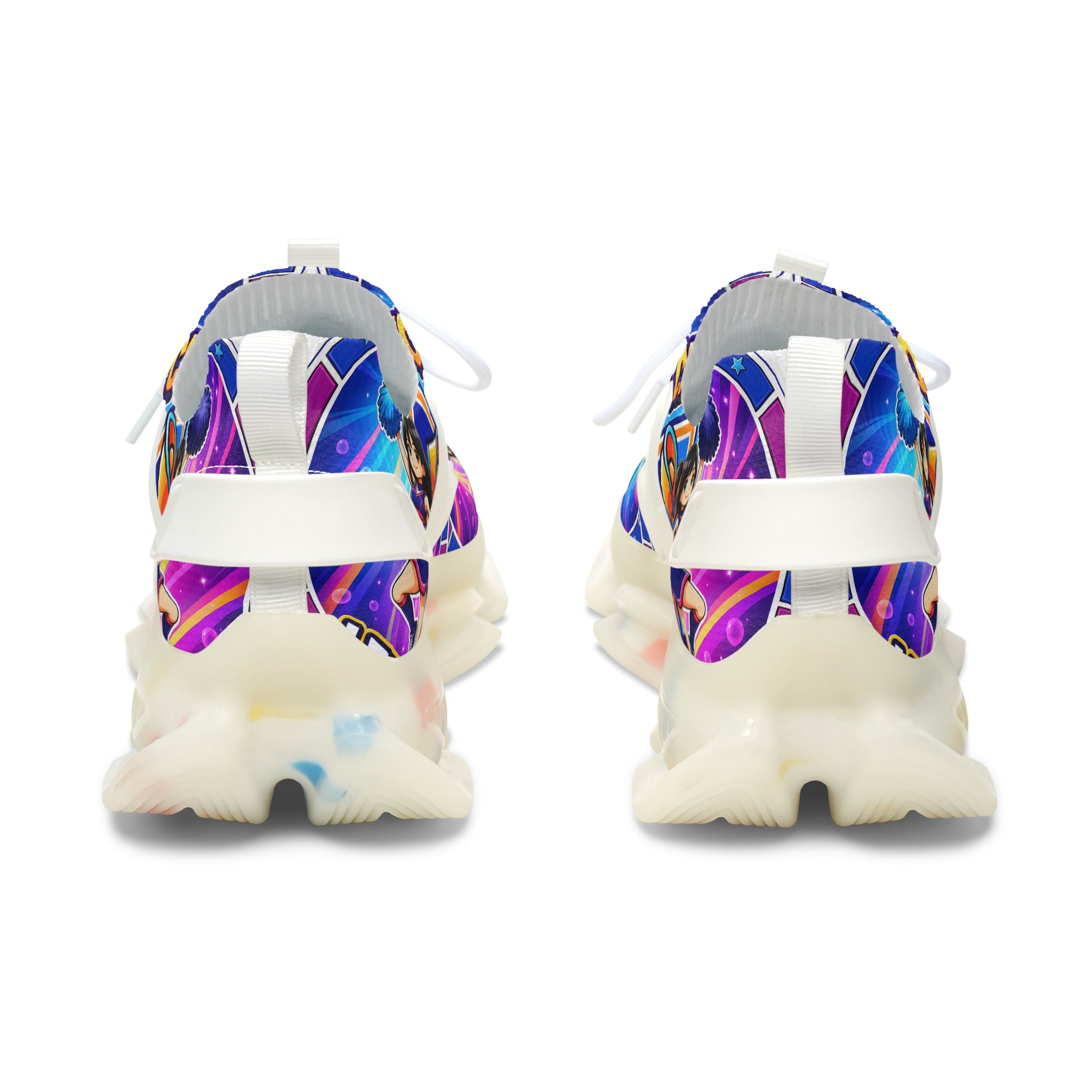 Women's Mesh Sneakers " Can You Cheer?" — Colorful Retro Graphic Athletic Shoes