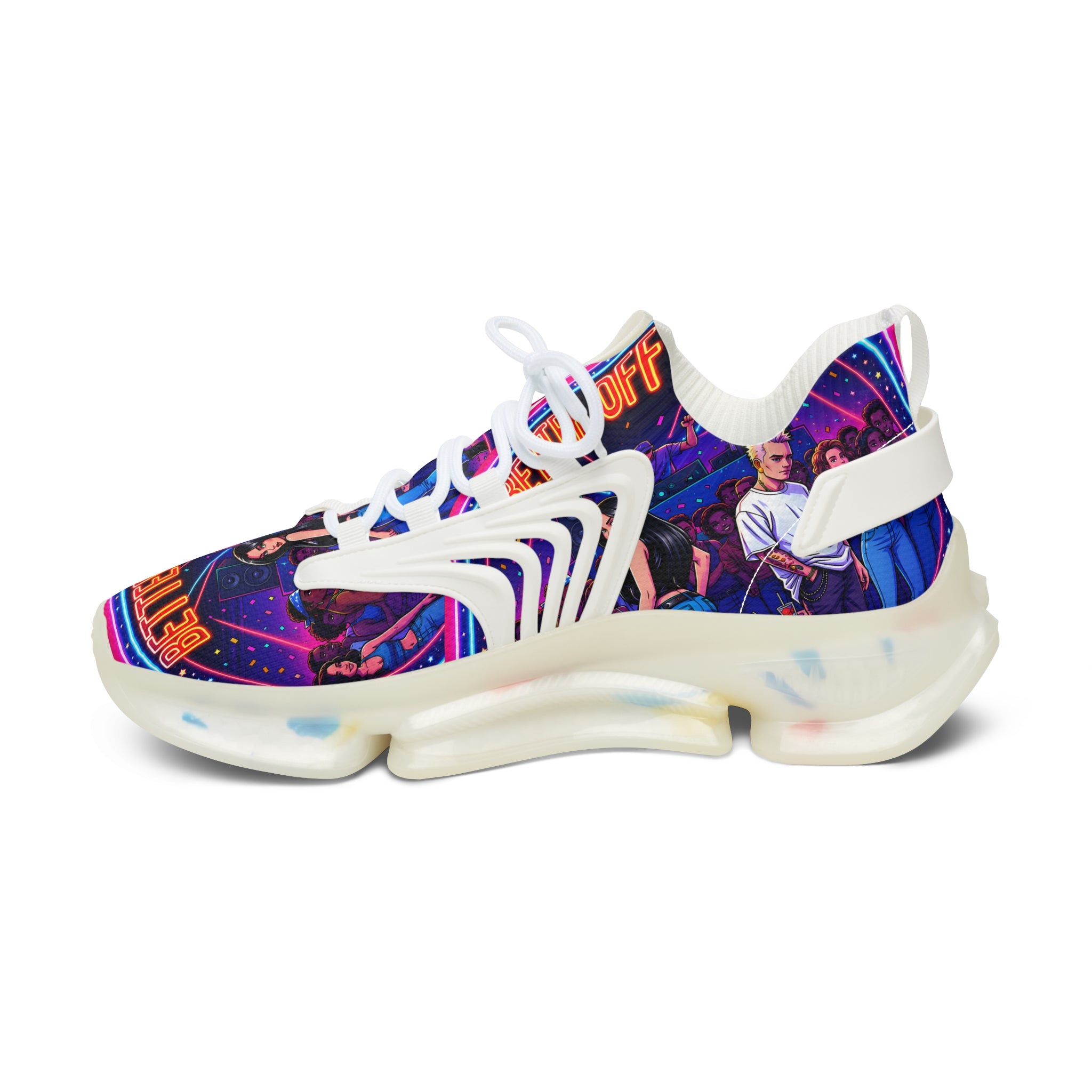 Women's Mesh Sneakers — Neon Retro Graphic "Better Off Dead" Street Style