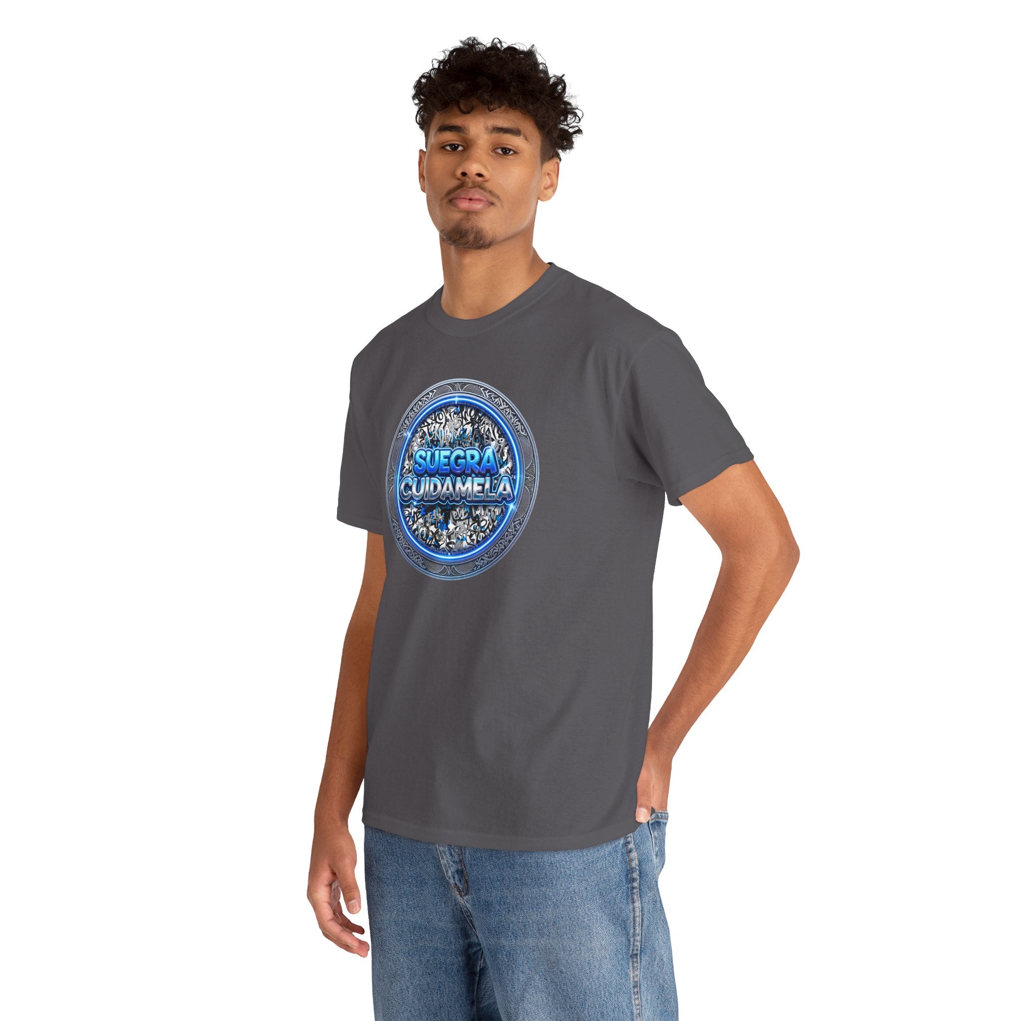 T-Shirt — Suegra Cuídame (Blue Floral Emblem)