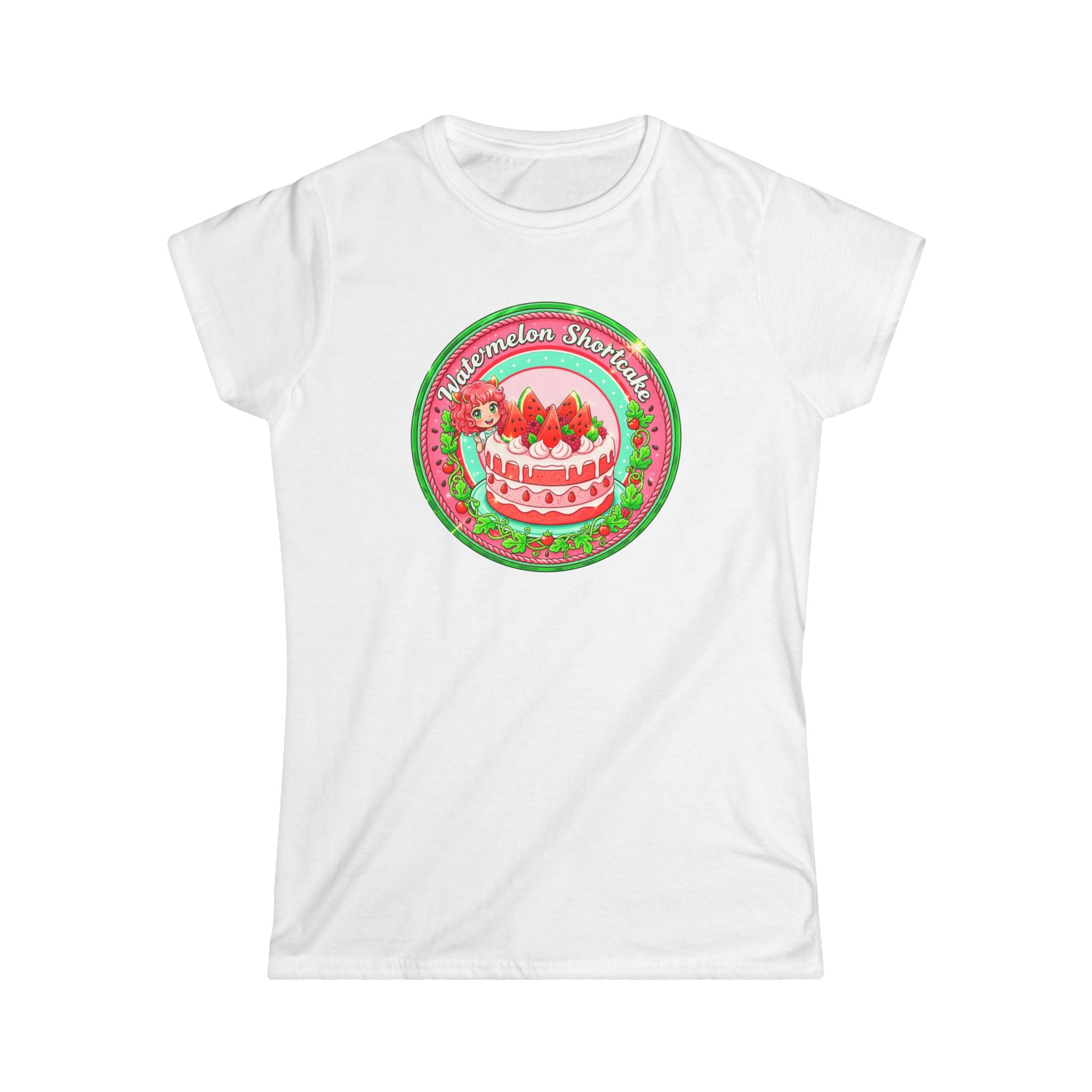 Watermelon Shortcake Vintage Circle Tee ''Watermelon Shortcake" Graphic Women's T-Shirt