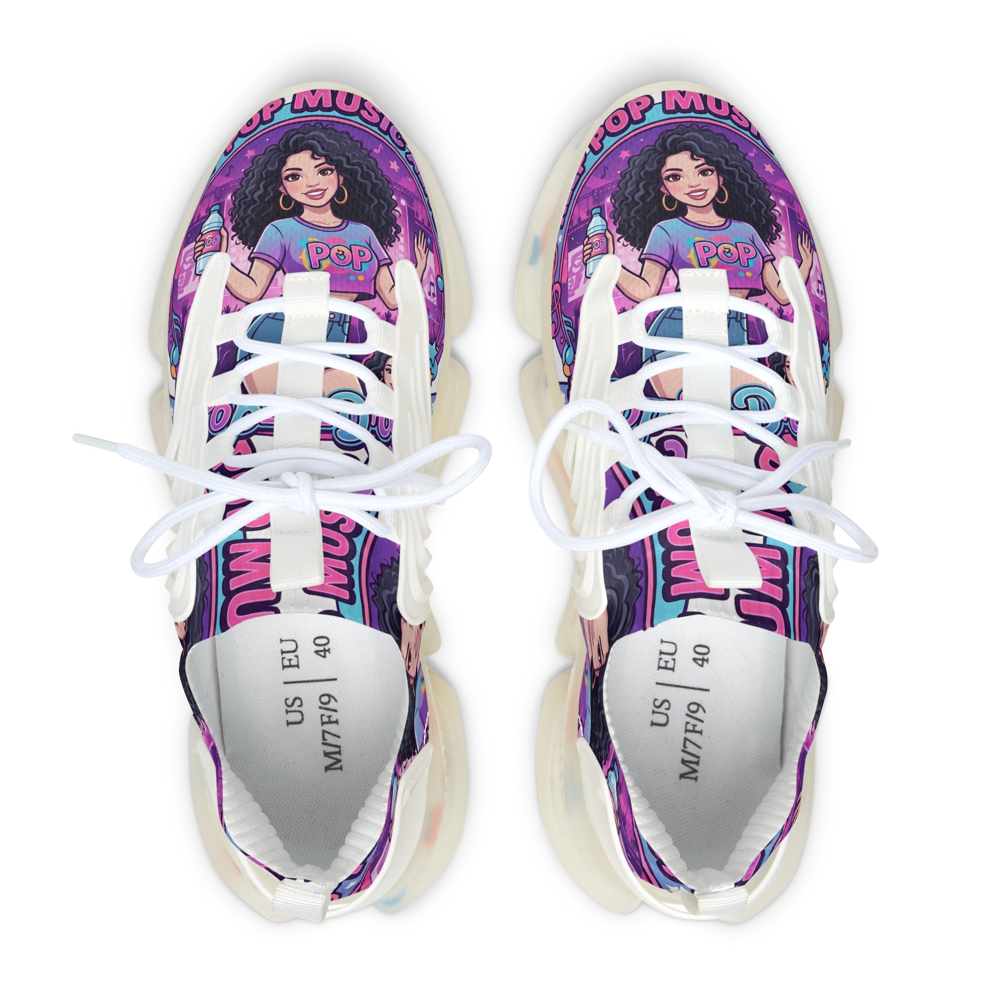 Women’s Mesh Sneakers — "Keep Pop Music Alive" Colorful Pop  Graphic Athletic Shoes