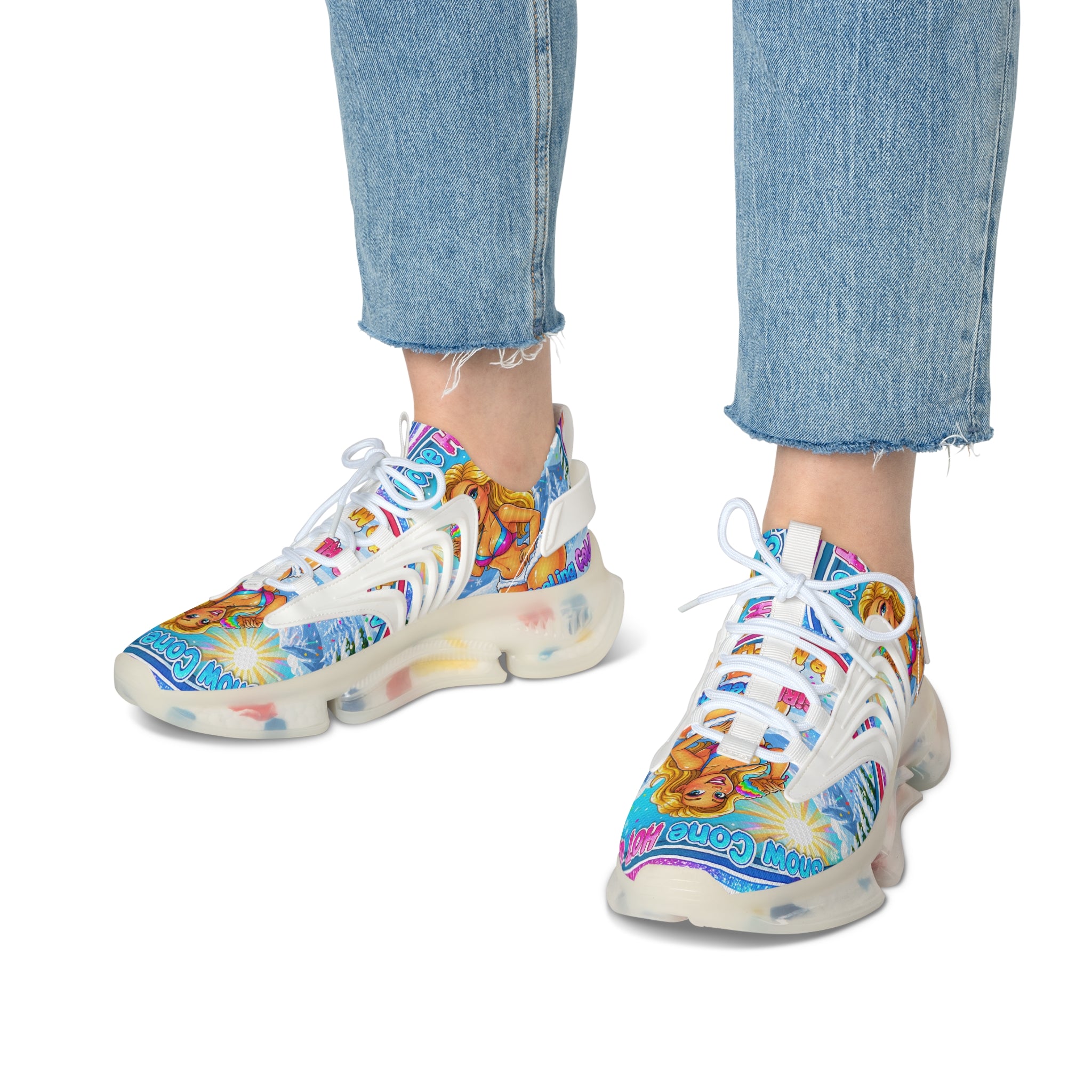 Women’s Mesh Sneakers — "Snow Cone Hot Girl "Colorful Mermaid Graphic Athletic Shoes