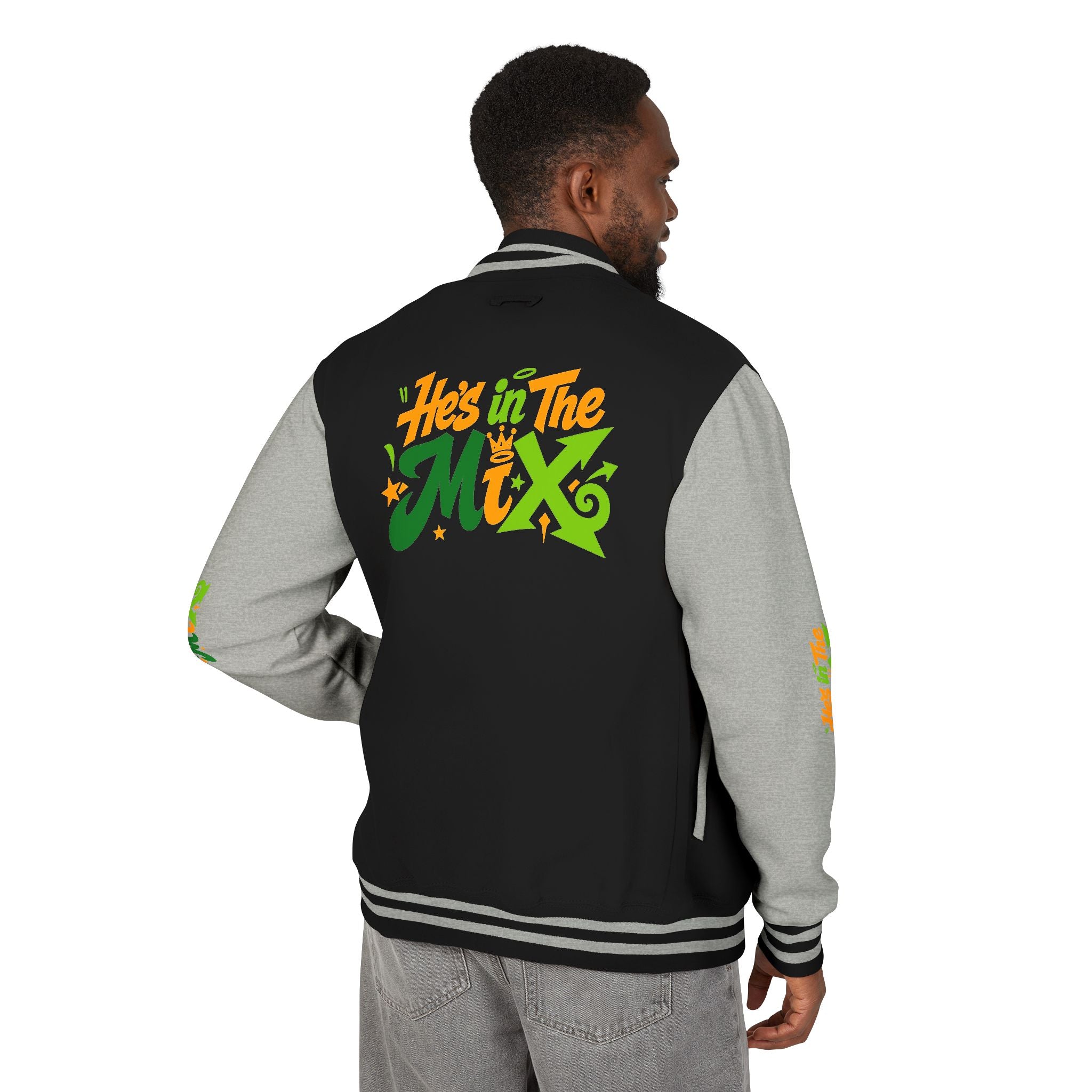Letterman Jacket - "He's in the Mix" Retro Graffiti Varsity Jacket