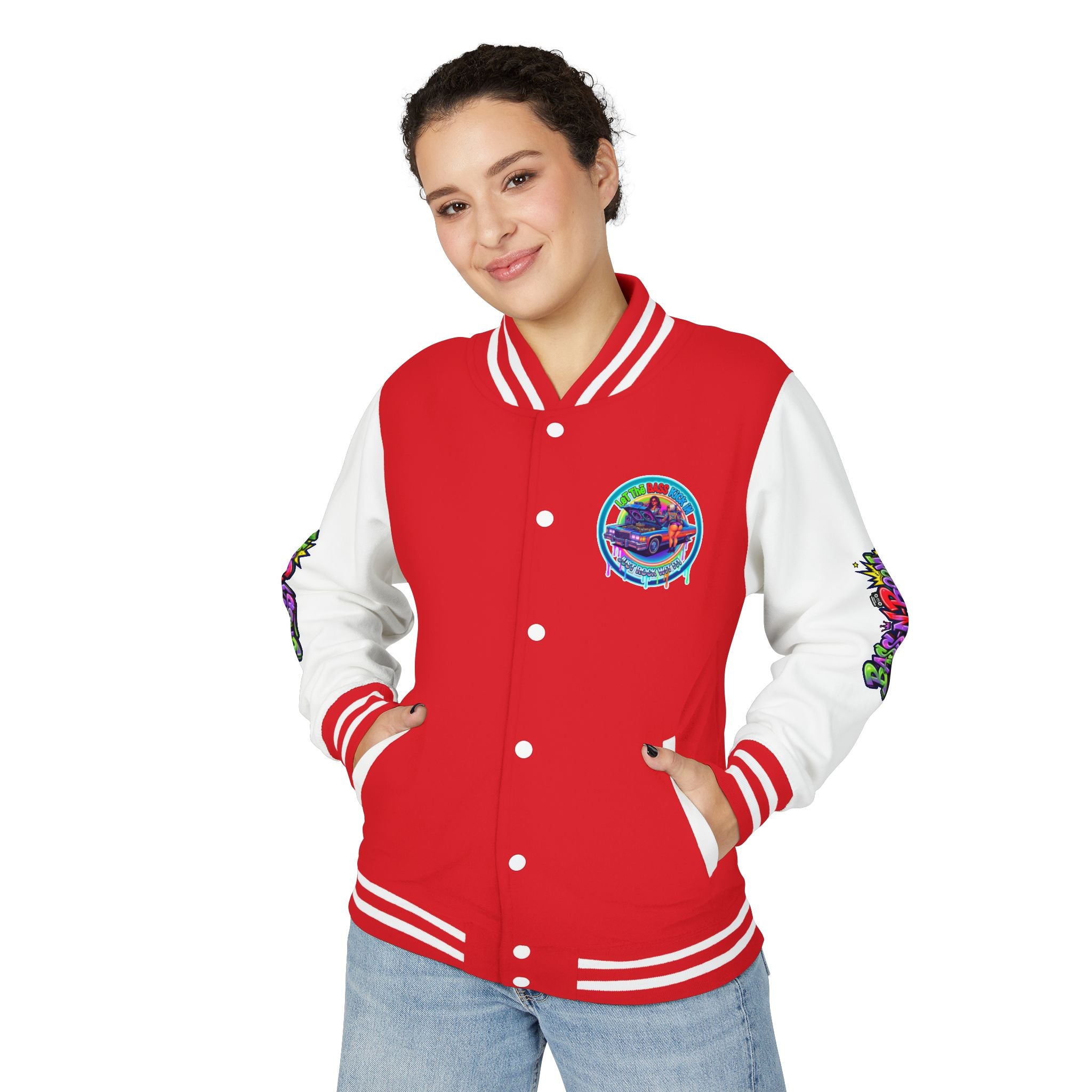 Letterman Jacket — ' Let The Bass Kick In' Retro Lowrider Crew Graphic