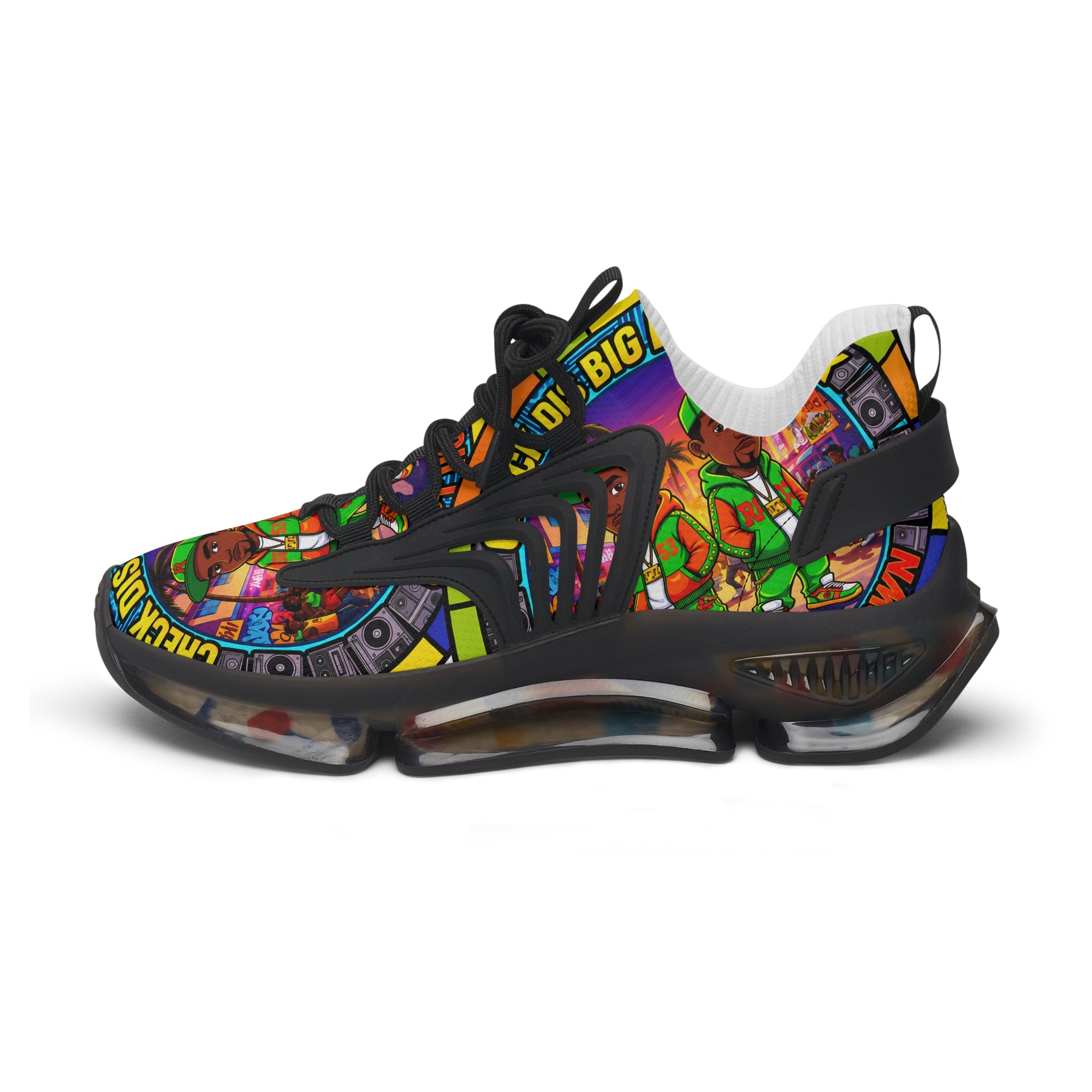 Women's Mesh Sneakers — Colorful Retro 'Check Dis Big Boy Remix' Graphic Trainers