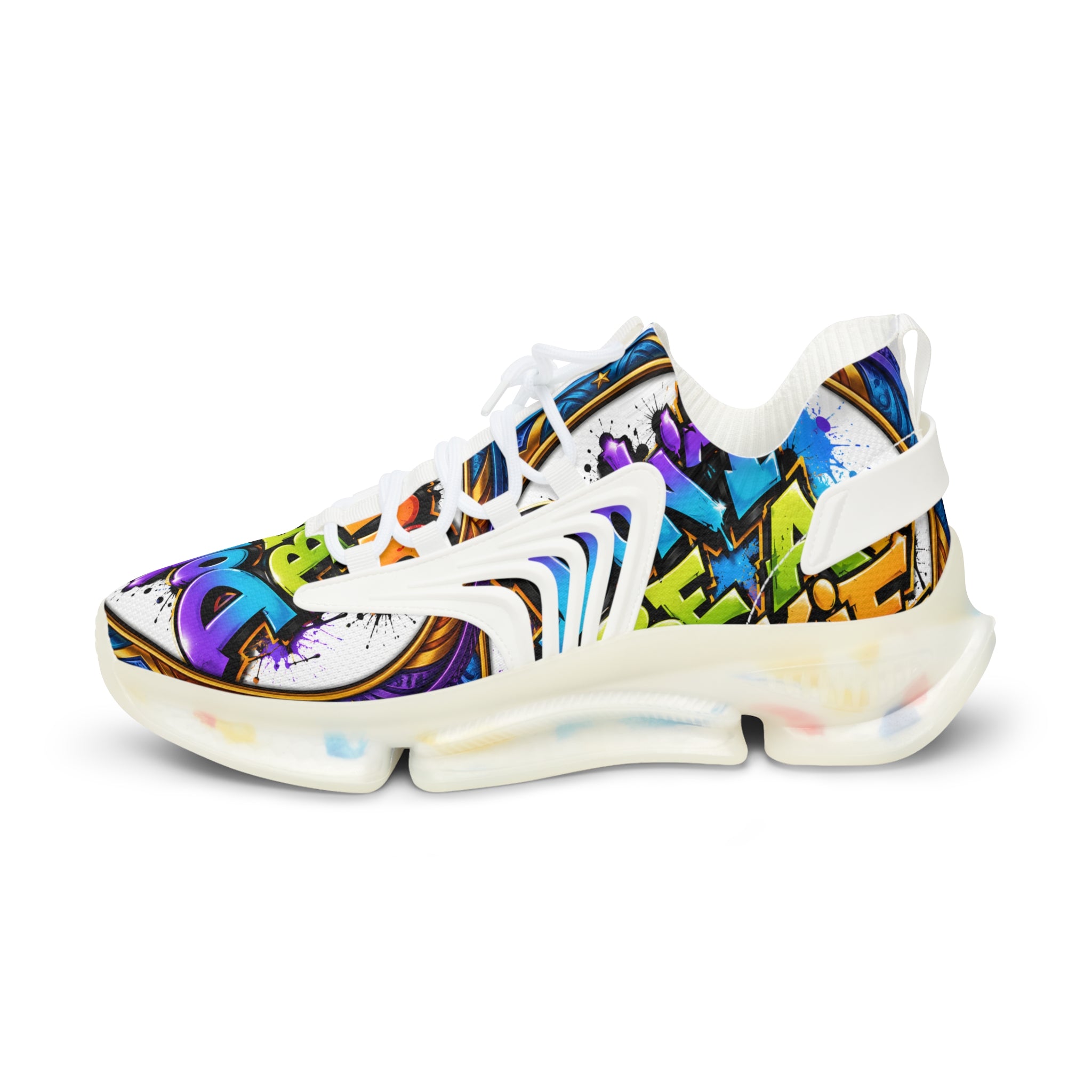 Men's Mesh Sneakers — " Don't Be A Junkie" Colorful 'Don't Be a Junkie' Graffiti Athletic Shoes