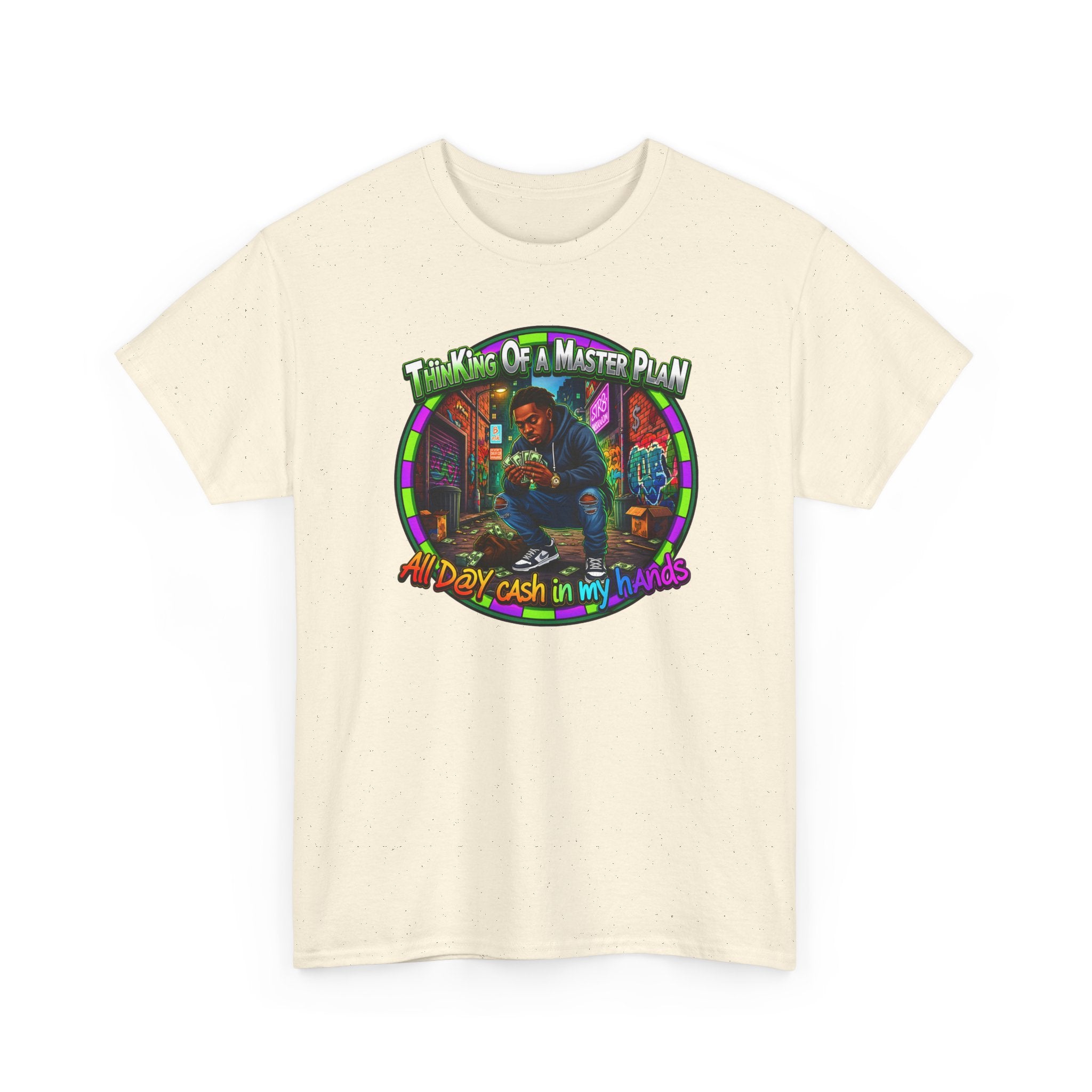 T-Shirt — "Thinking of a Master Plan" Colorful Retro Hip-Hop Graphic Tee