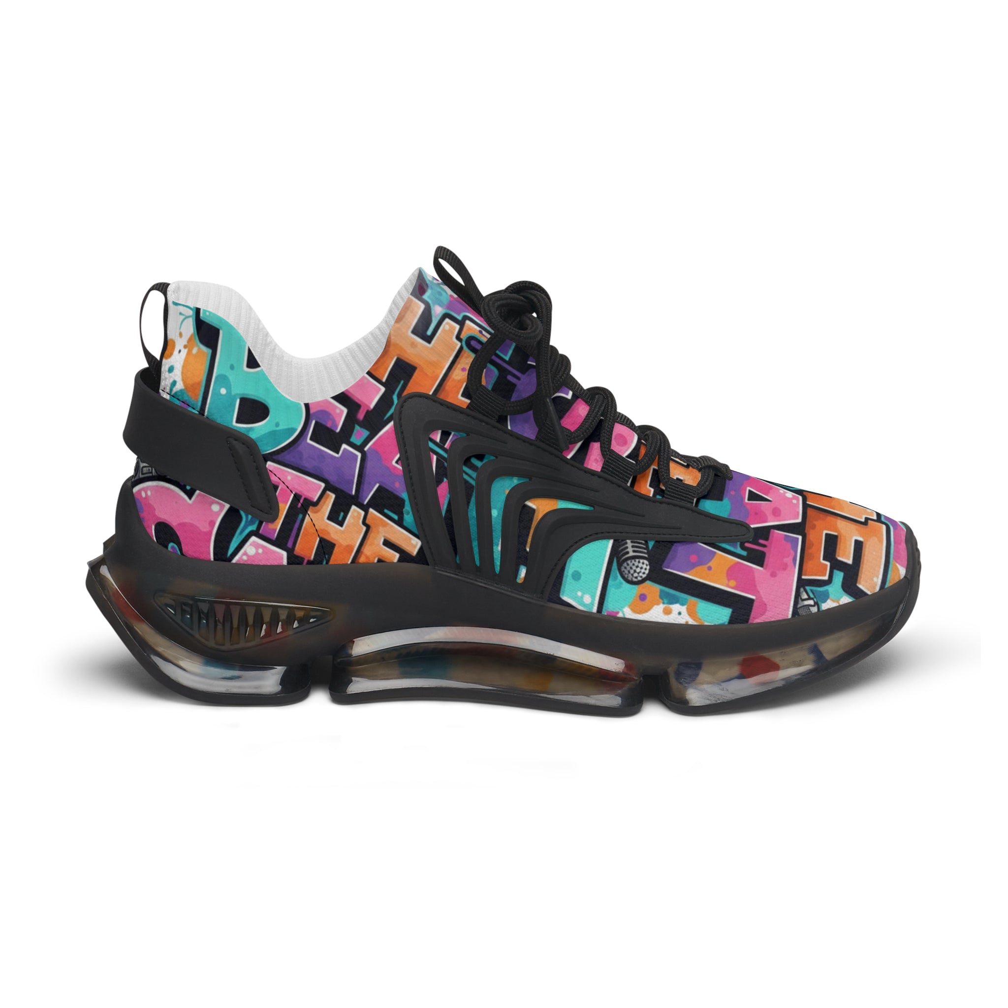 Women’s Mesh Sneakers —"She Beat The Case"Colorful Graffiti Statement Athletic Shoes
