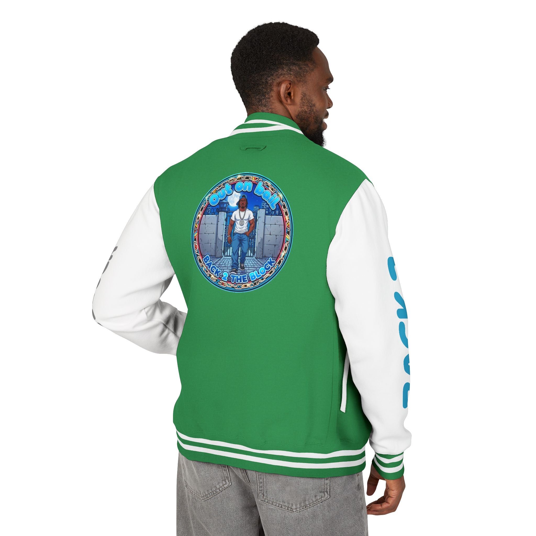 Letterman Jacket — 'Back 2 The Block' Retro Streetwear Patch Jacket