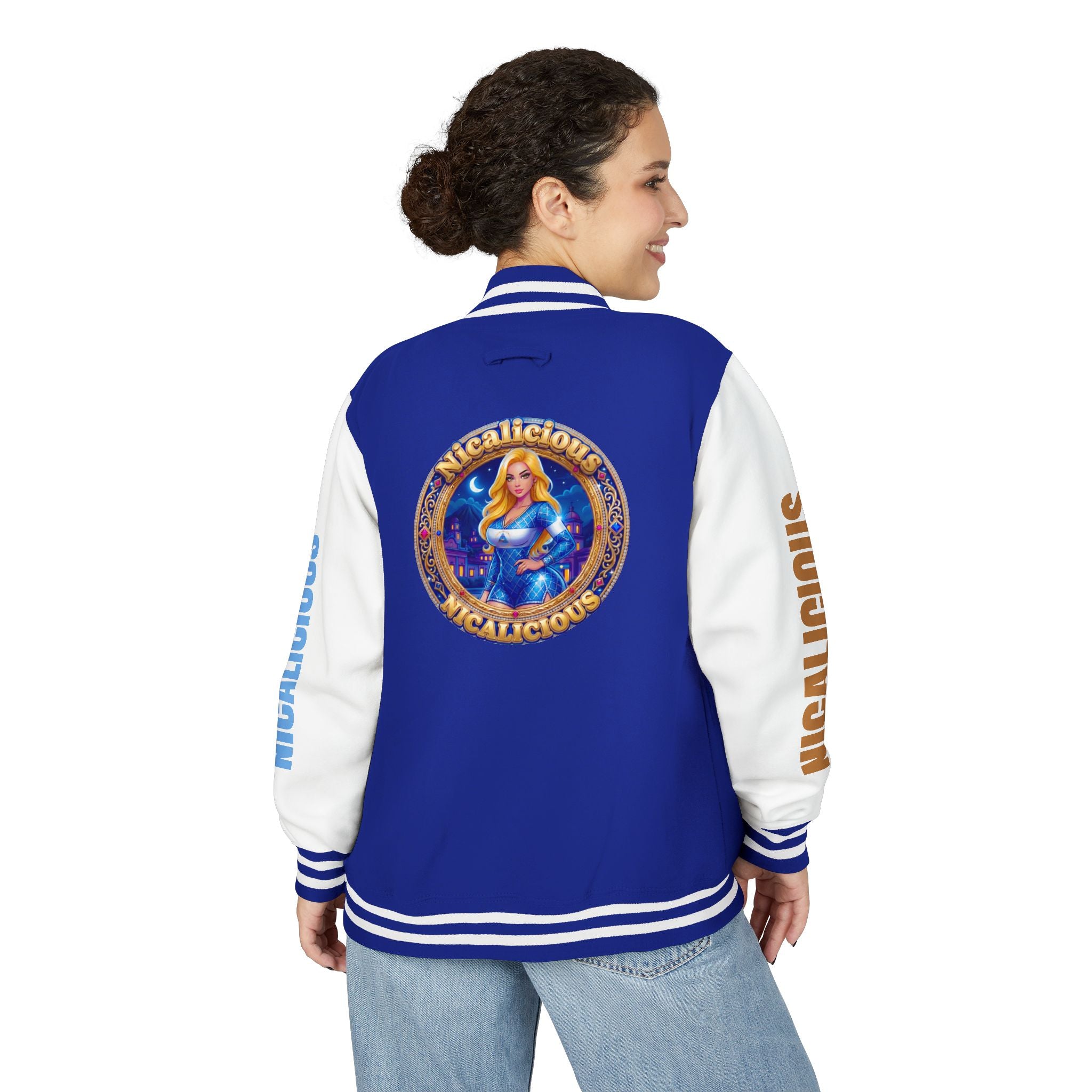 Letterman Jacket — 'Nicalicious' Retro Varsity Jacket with Angel Crest
