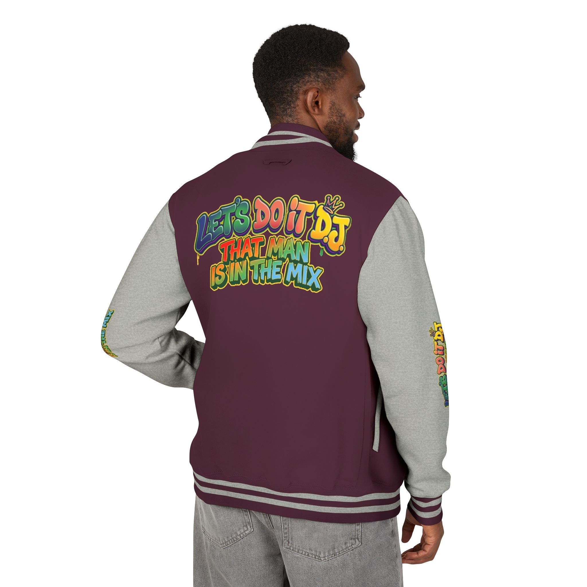 Letterman Jacket — 'Let's Do It' DJ Graphic Varsity Jacket