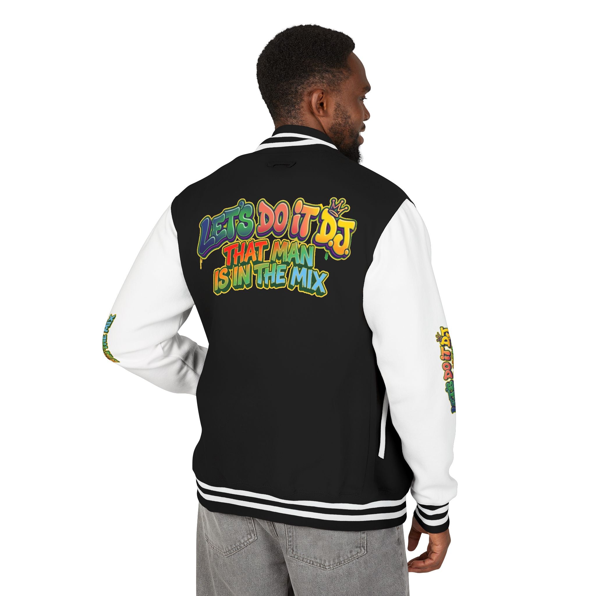 Letterman Jacket — 'Let's Do It' DJ Graphic Varsity Jacket