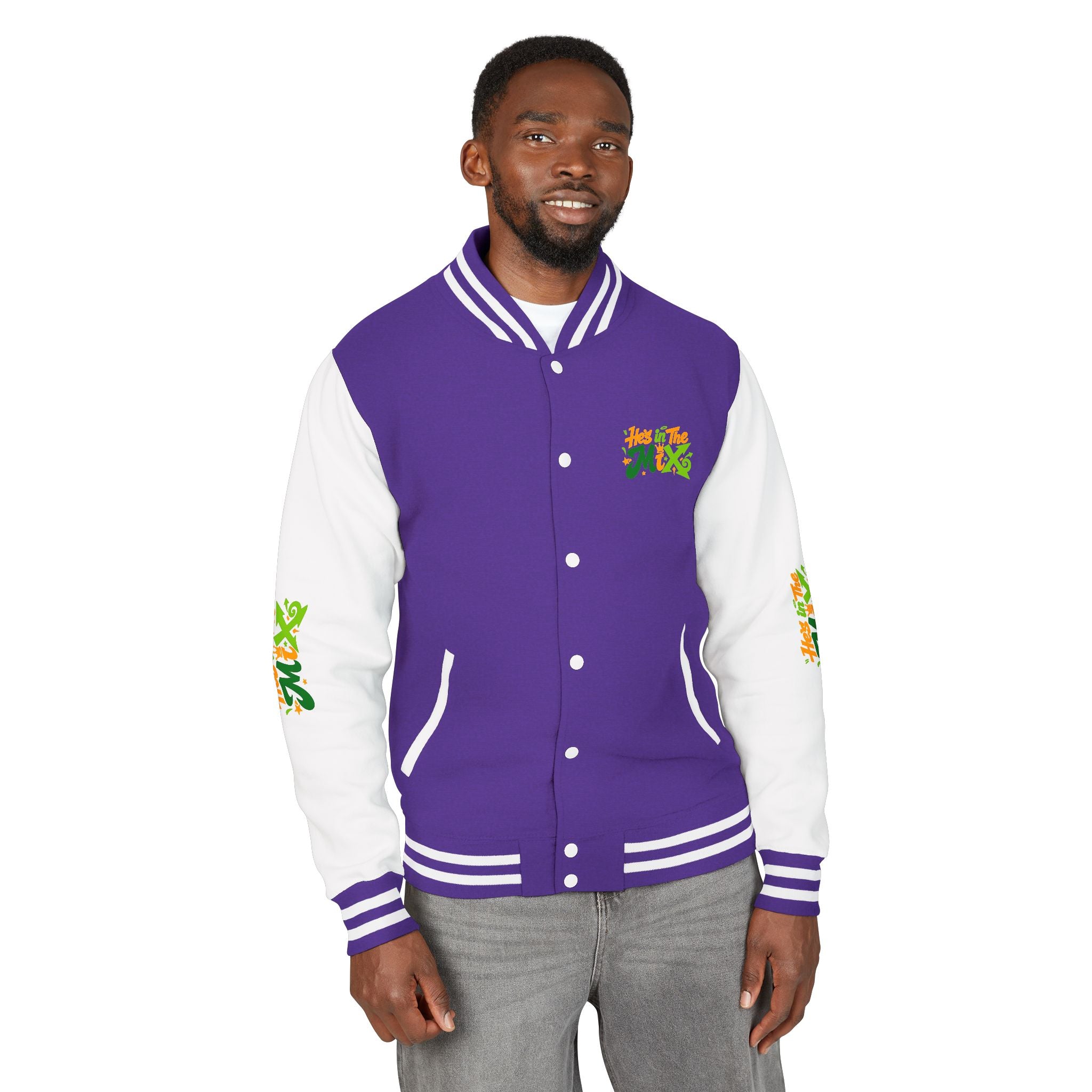 Letterman Jacket - "He's in the Mix" Retro Graffiti Varsity Jacket