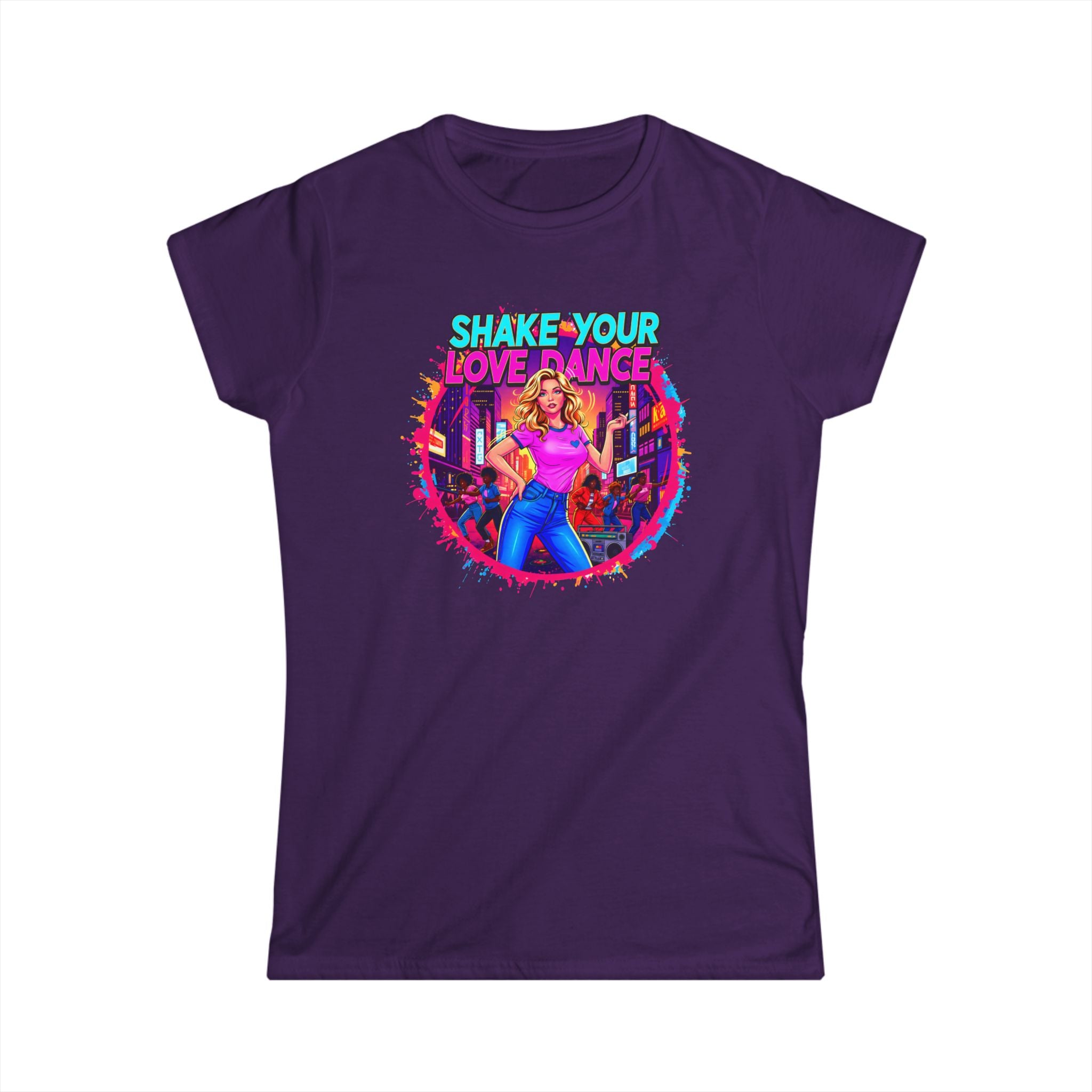 "Shake Your Love Dance" Women's T‑Shirt — Retro Dance Girl Graphic Tee