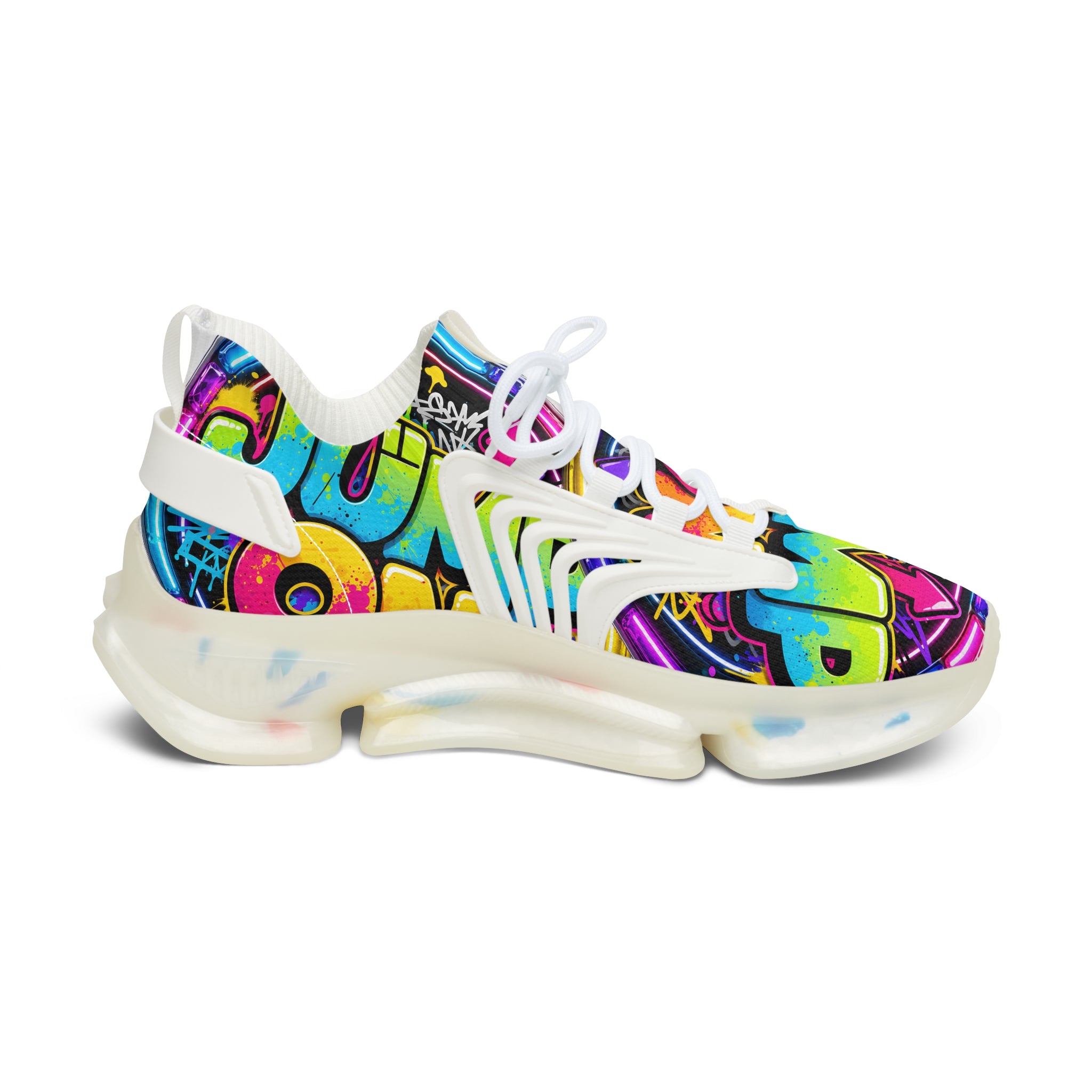 Women's Mesh Sneakers — "Jump On" Colorful Graffiti Streetwear Athletic Shoes
