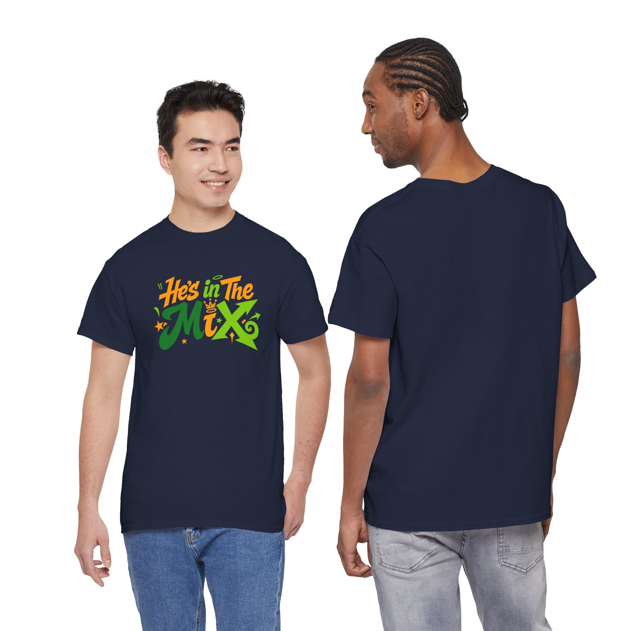 "He's in the Mix" T-Shirt — Retro Green & Orange DJ/Music Tee