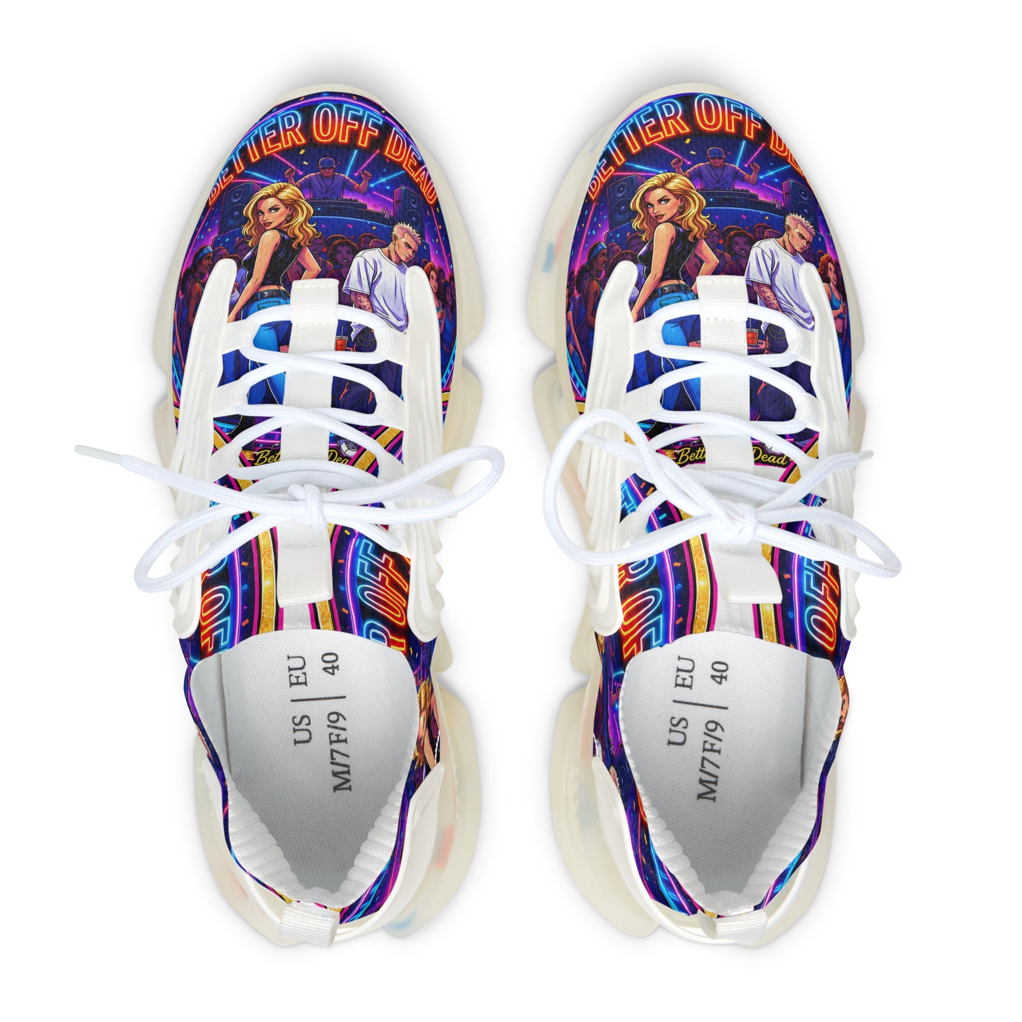 Mesh Sneakers — Retro Neon Graphic Women’s Trainers