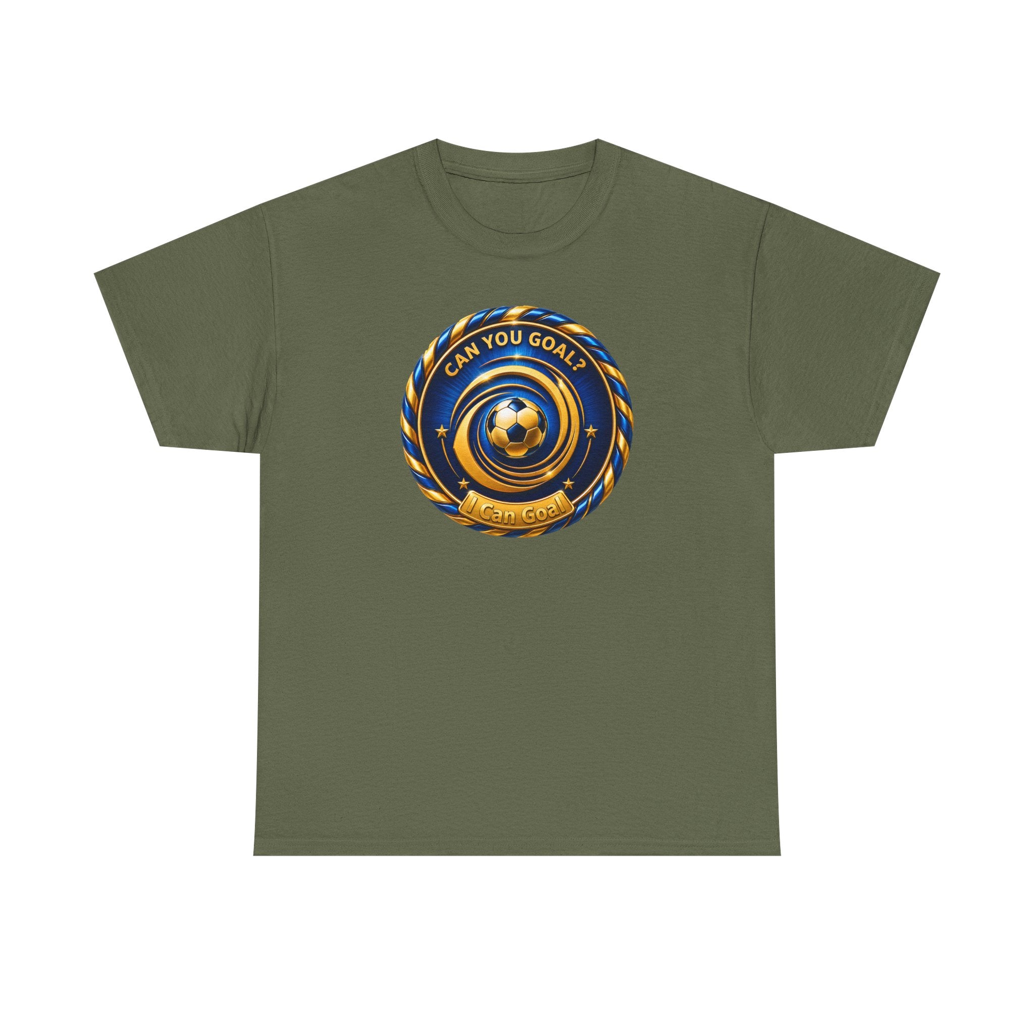 Soccer Badge Tee — "Can You Goal?" Graphic Soccer Shirt
