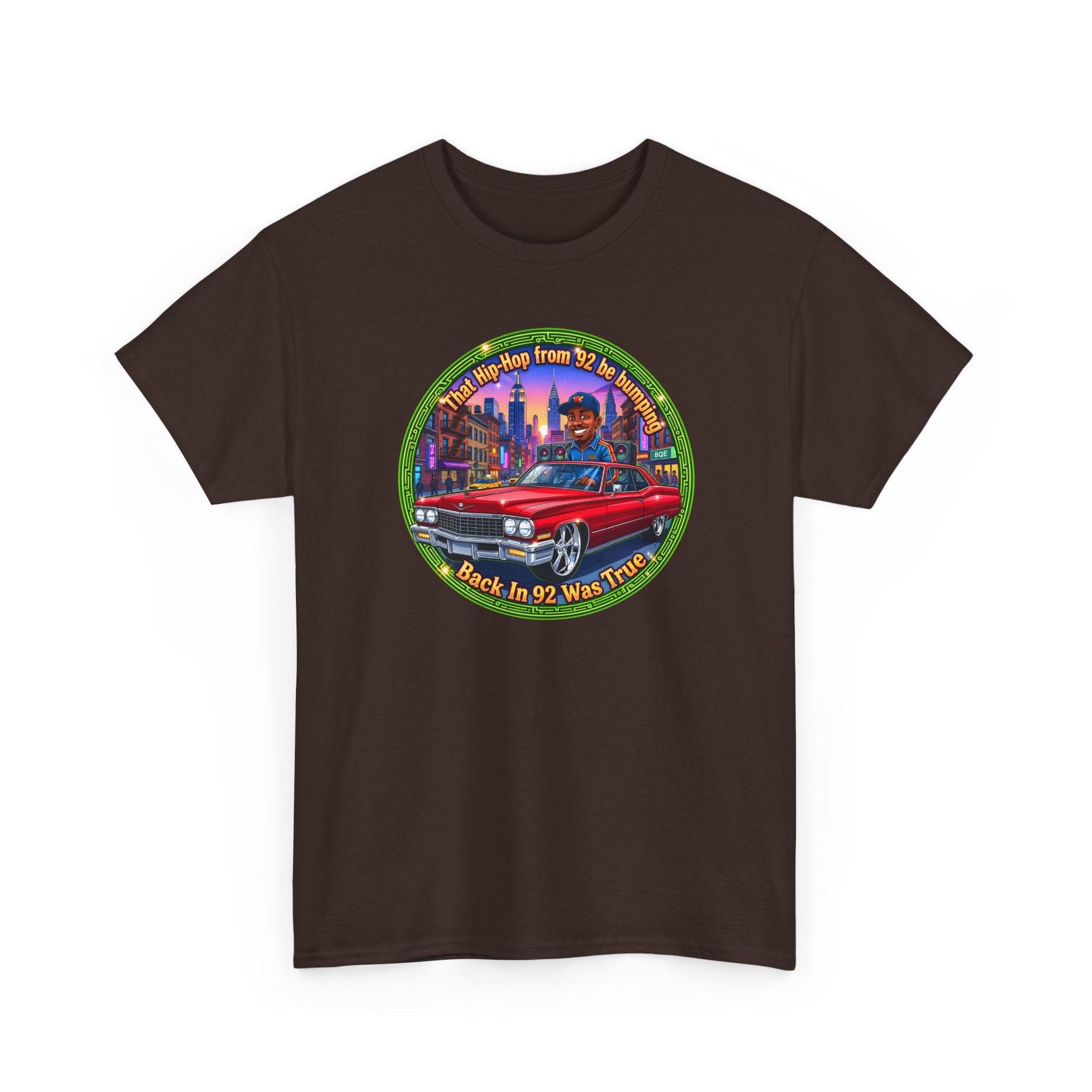 Vintage Red Convertible T-Shirt – “That Hip-hop From 92 Be Bumping" Retro City Cruise Tee