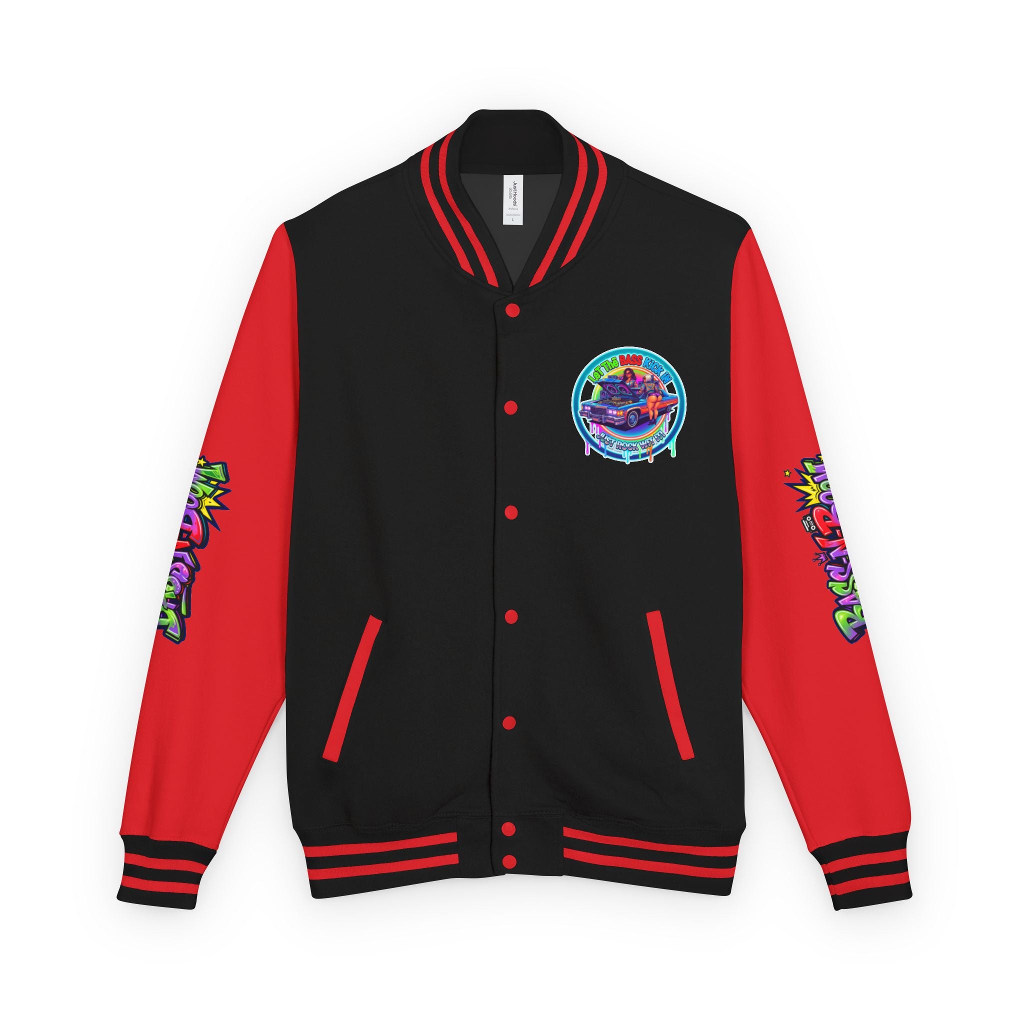Letterman Jacket — ' Let The Bass Kick In' Retro Lowrider Crew Graphic