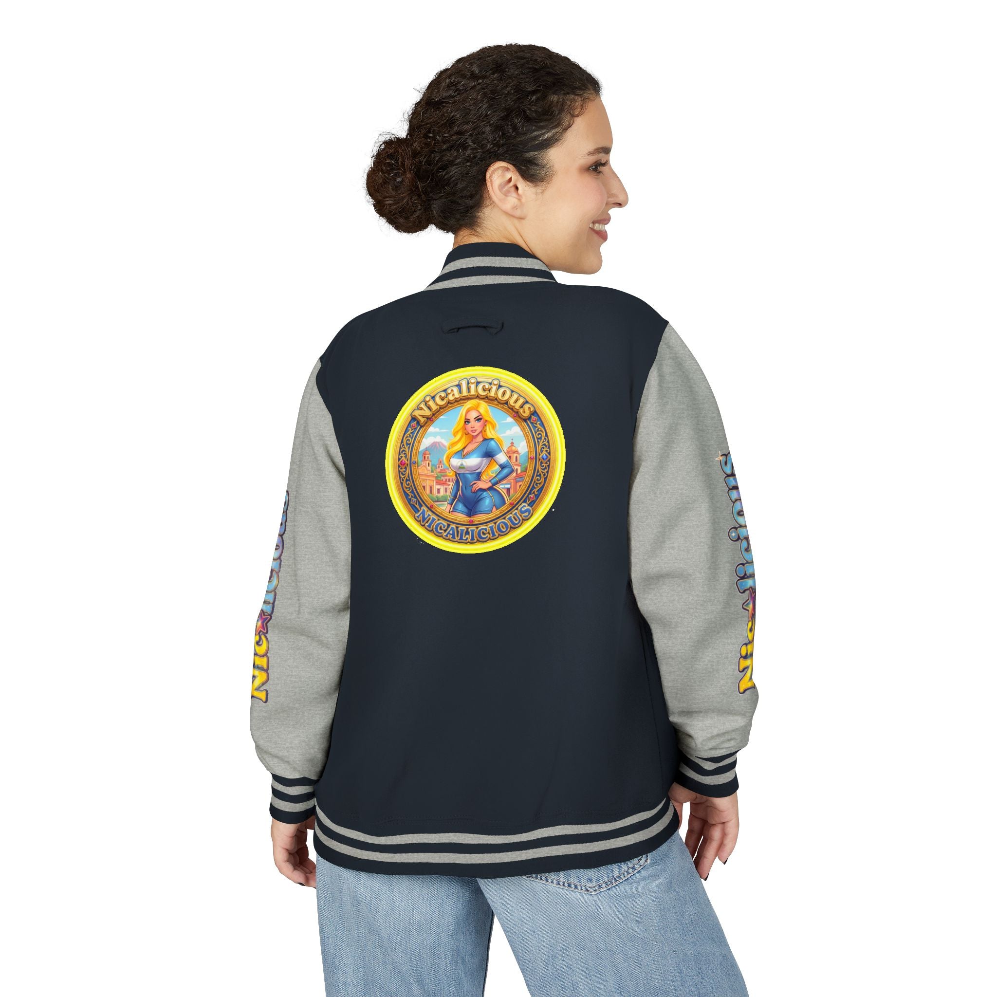 Letterman Jacket — 'Nicalicious' Retro Pinup Logo Varsity Jacket