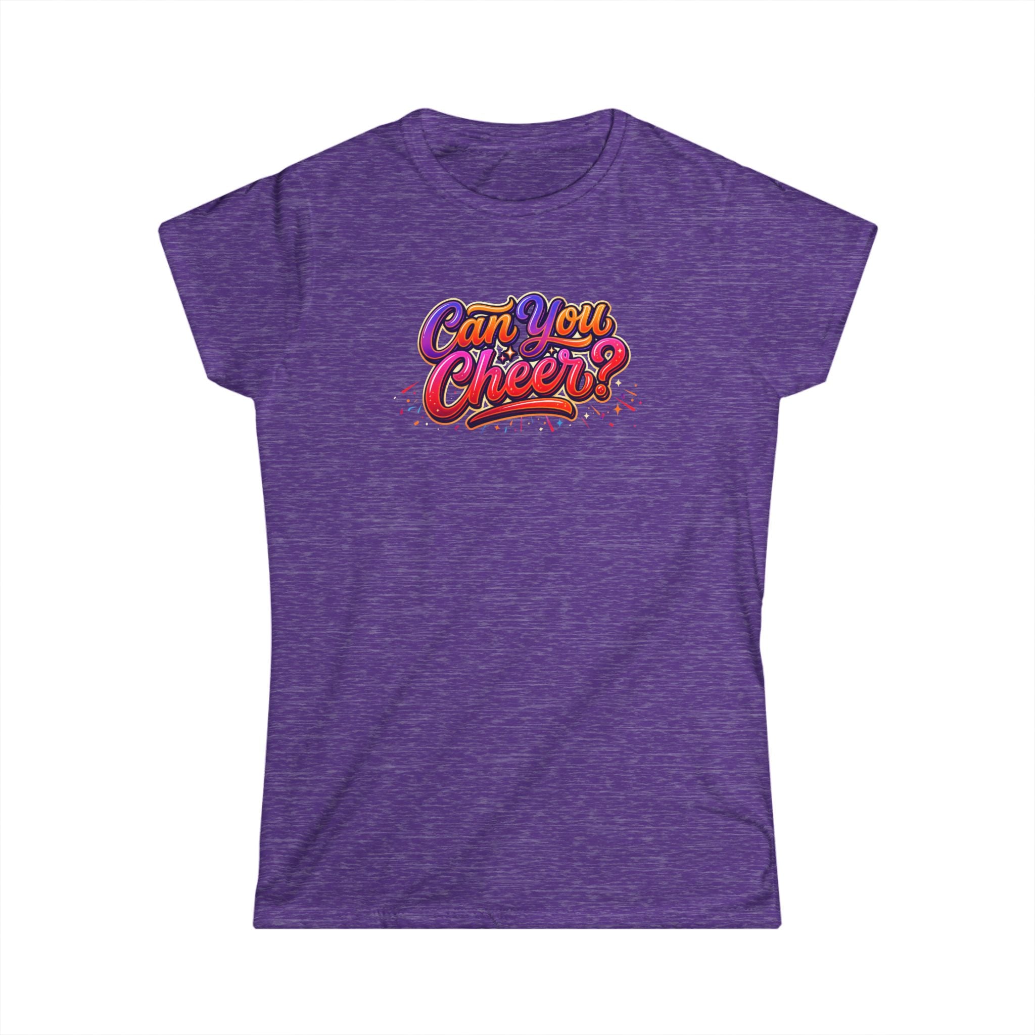 Women's Tee — "Can You Cheer" Colorful Retro Script Graphic