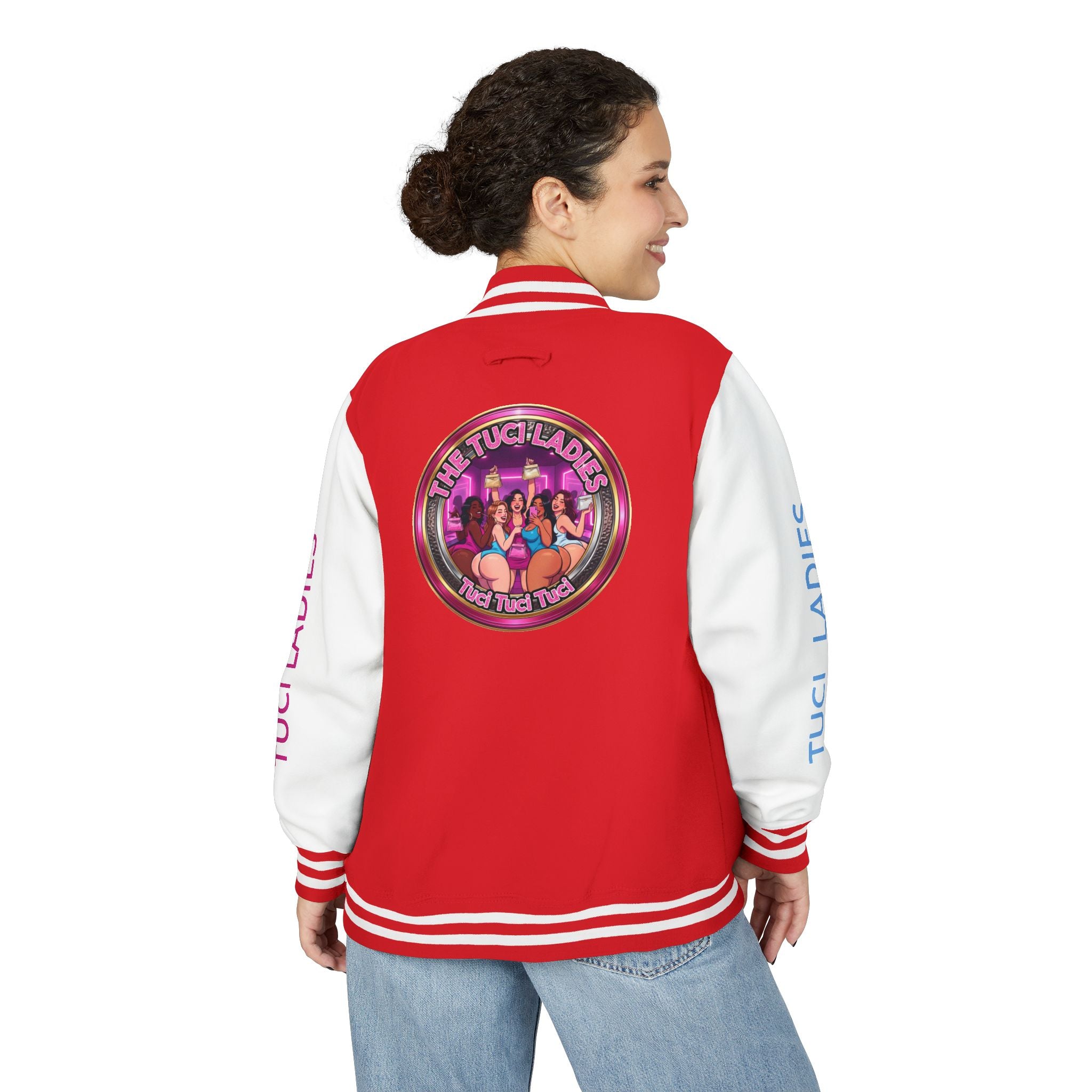 Letterman Jacket — The Tuci Tuci Tuci Ladies Graphic Varsity Jacket