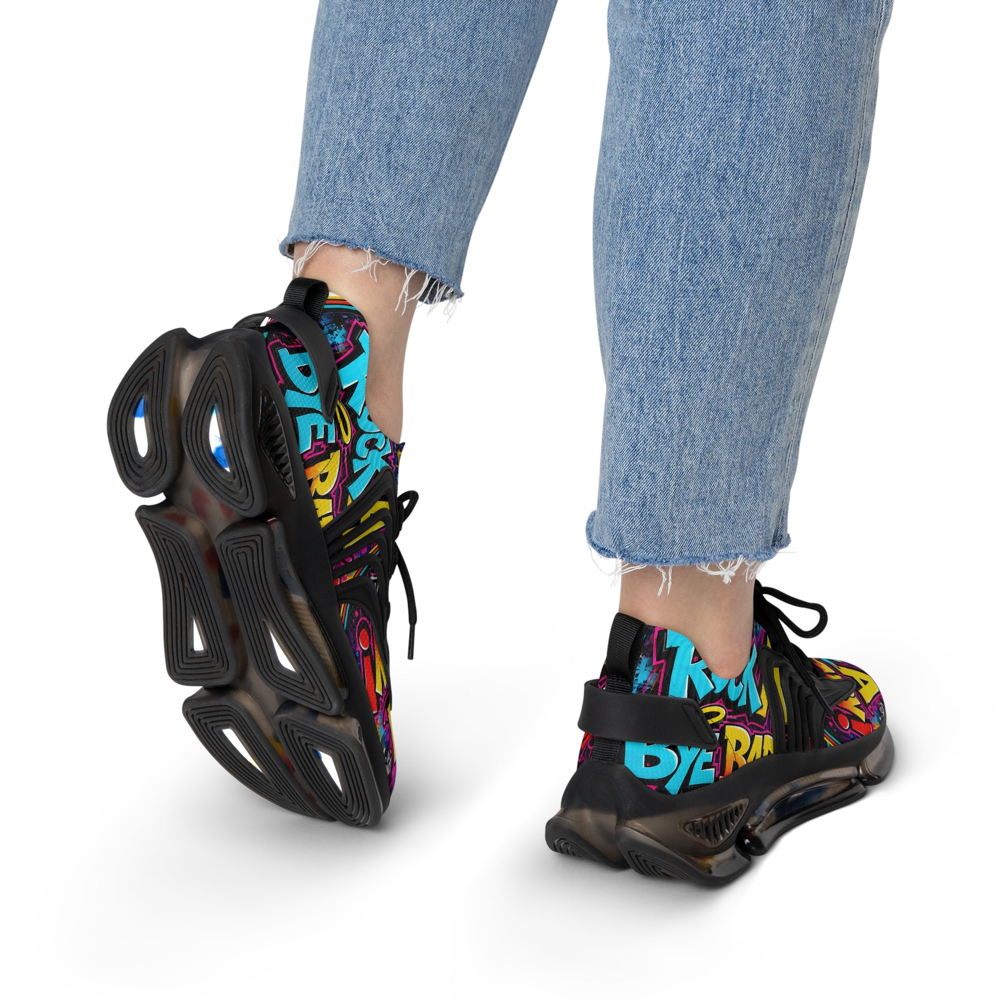 Women's Mesh Sneakers - Bold Graffiti 'Rock A Bye Baby' Streetwear Running Shoes