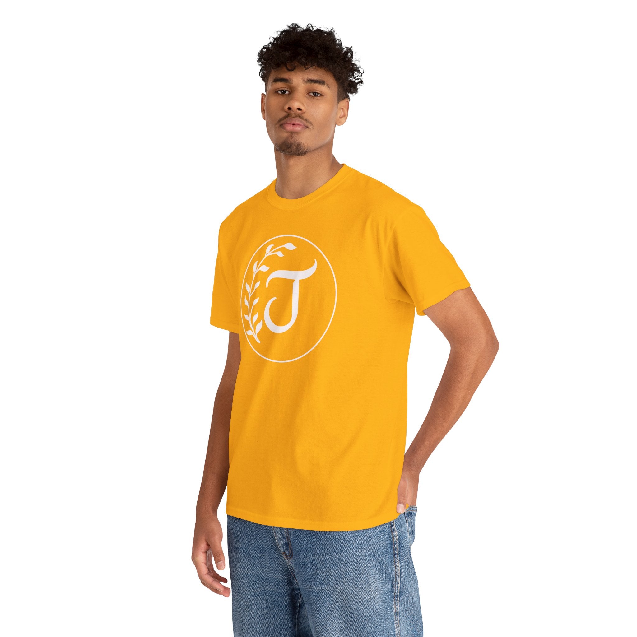 White Tee with Subtle "Floral J " Jesus Christ "— Minimalist Japanese Character T-Shirt