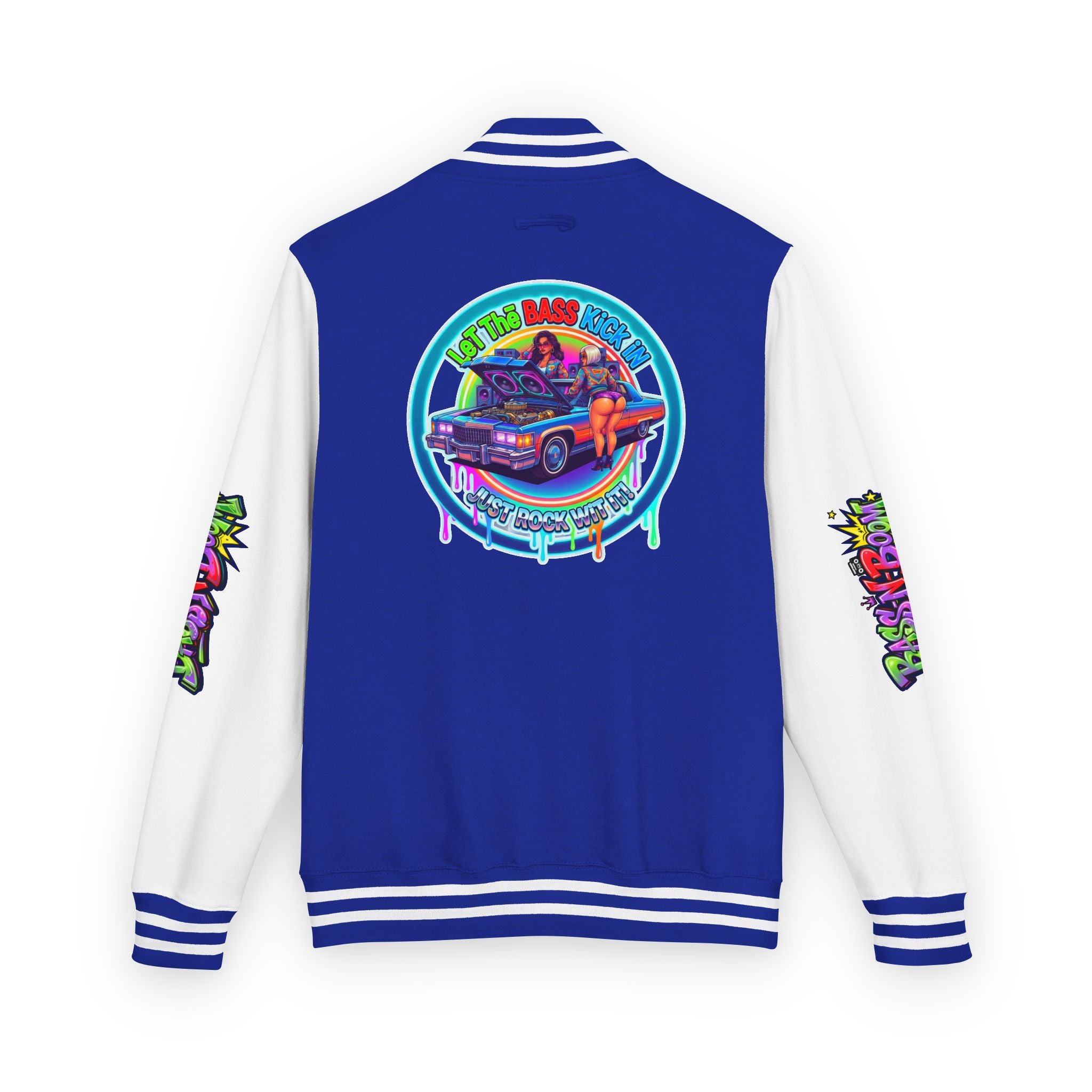 Letterman Jacket — ' Let The Bass Kick In' Retro Lowrider Crew Graphic