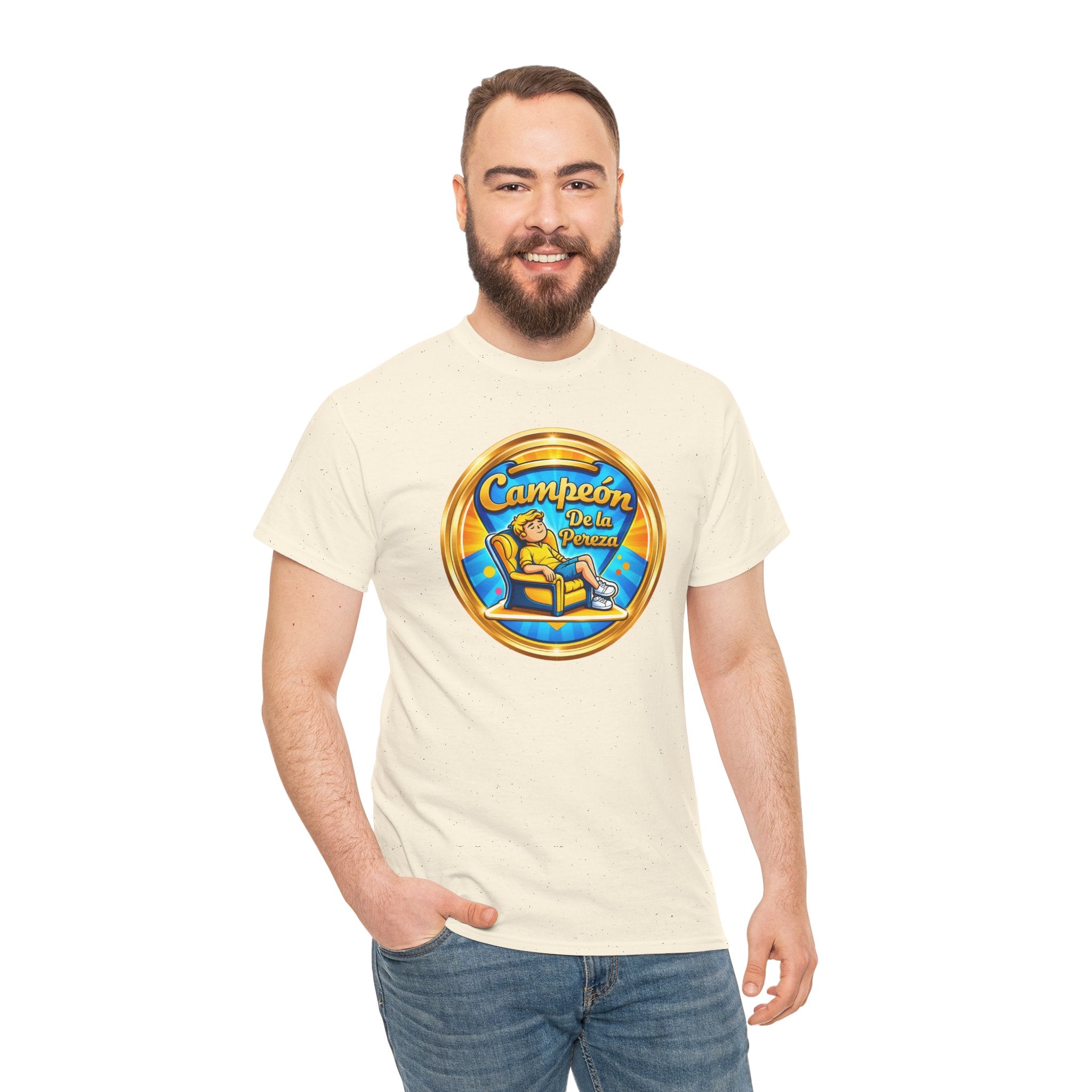 "Campeón De La Pereza" Tee — Gold Badge Adventure T‑Shirt