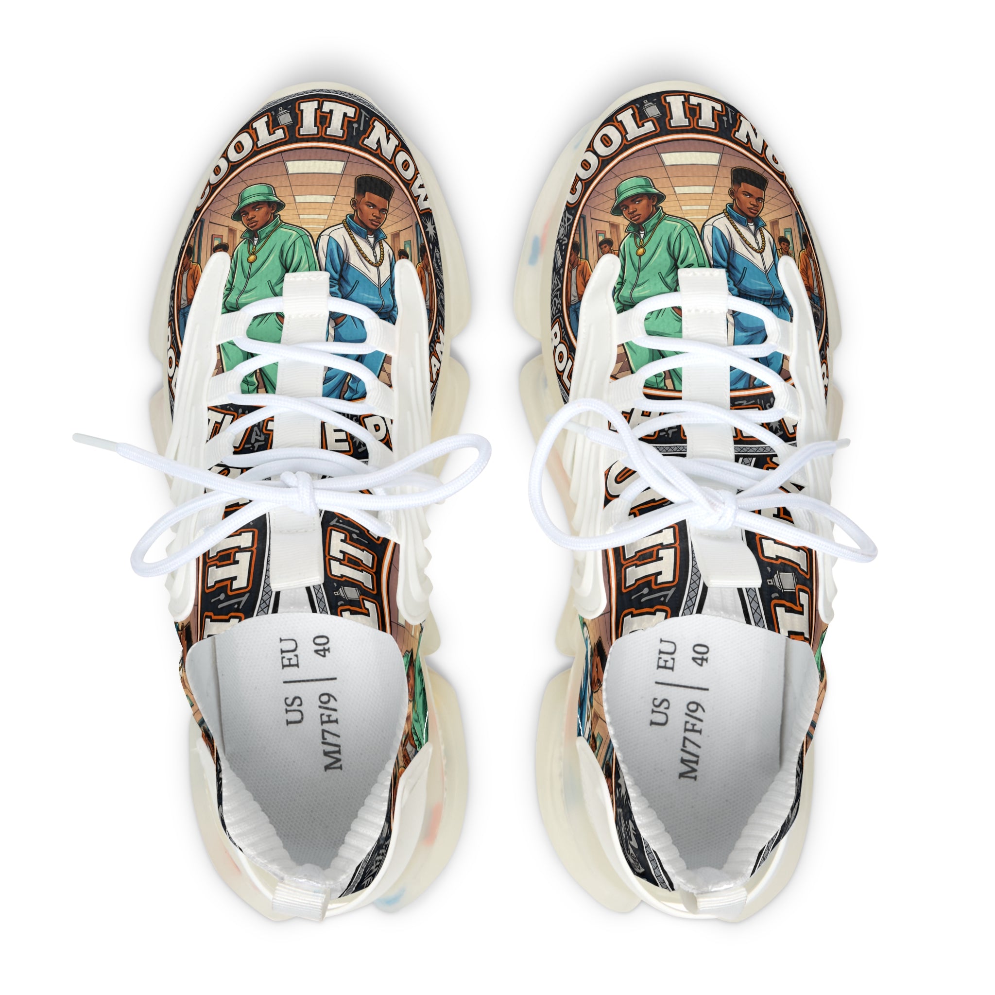 Men's Mesh Sneakers — Vintage 'Cool It Now' Graphic  Athletic Shoes