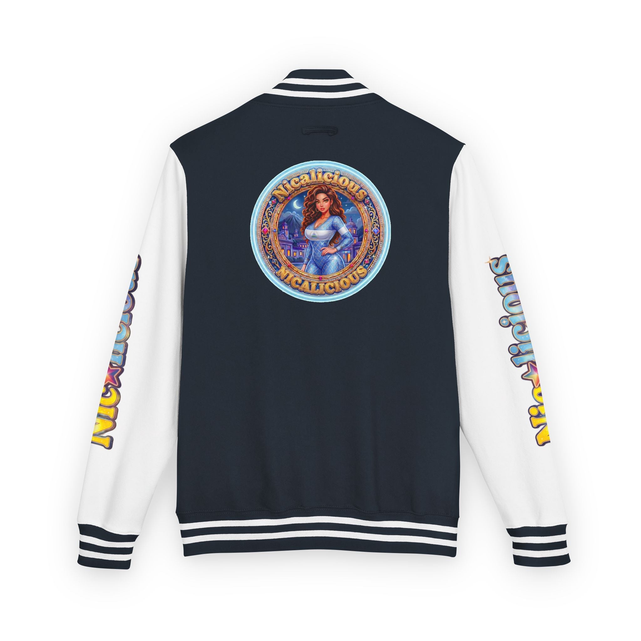 "Nicalicious" Letterman Jacket - Retro Pinup Graphic Varsity Bomber