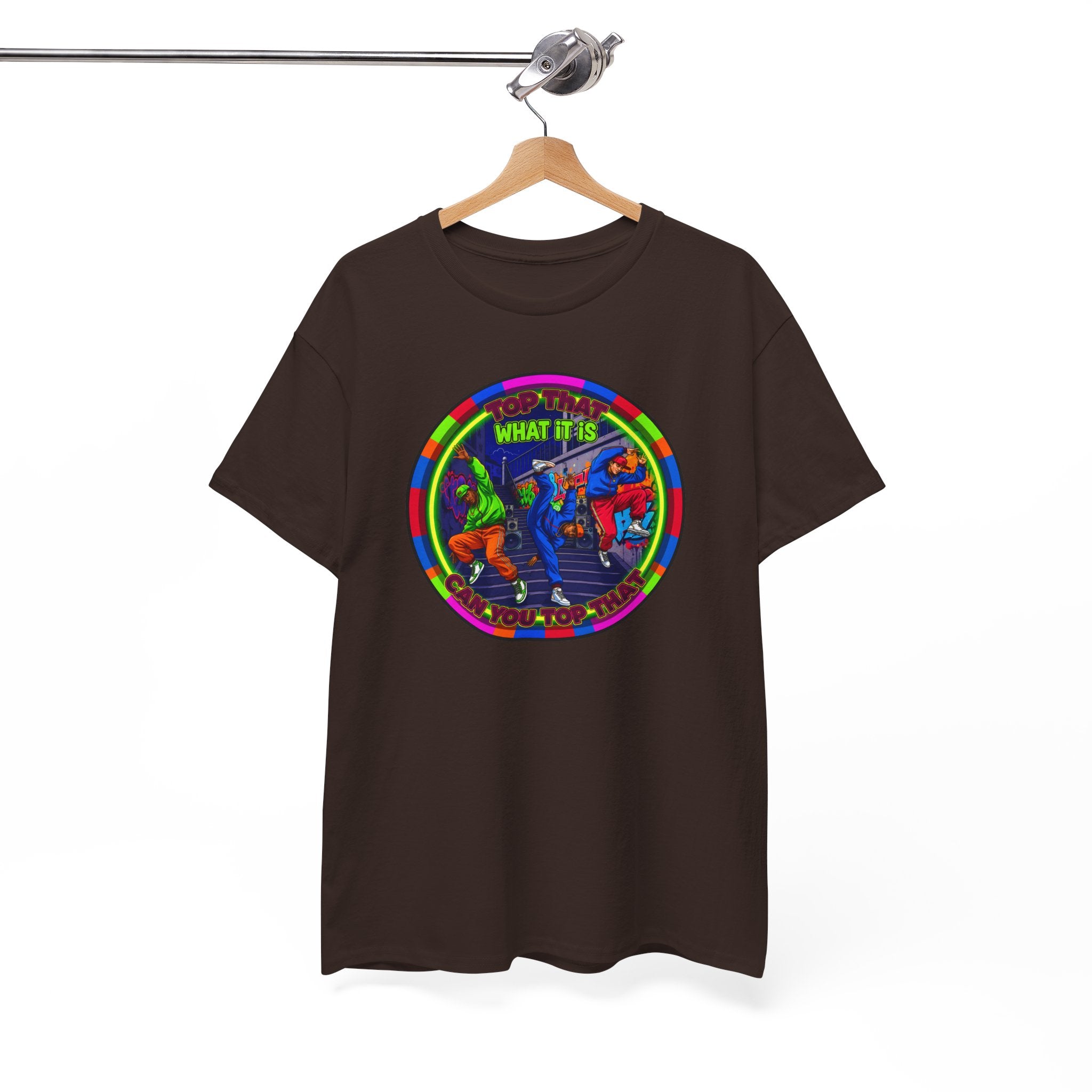 Dance Crew T-Shirt – "Top That What It Is" Retro Neon Graphic Tee