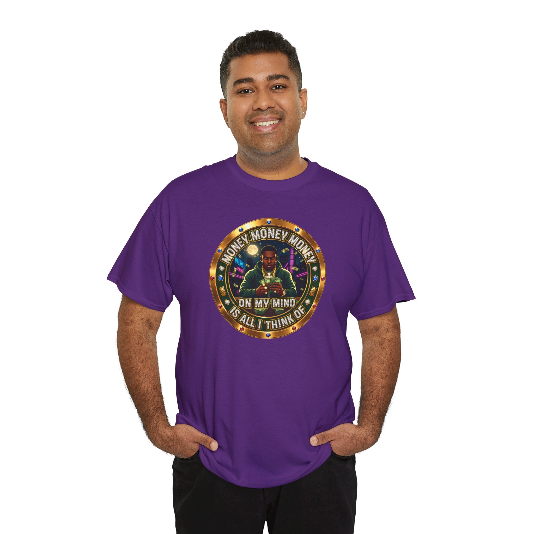"Money On My Mind" Graphic Tee — Retro Casino Coin Design