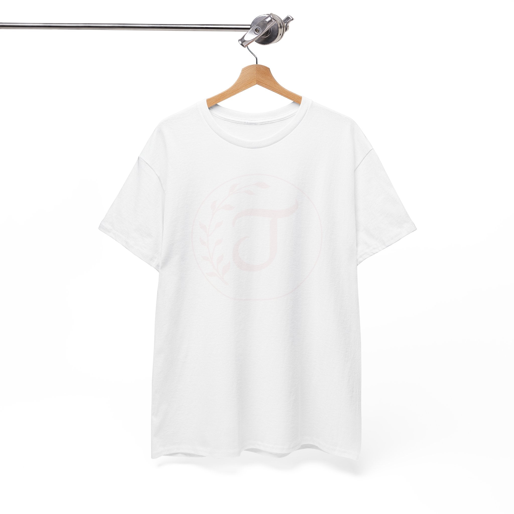 White Tee with Subtle "Floral J " Jesus Christ "— Minimalist Japanese Character T-Shirt