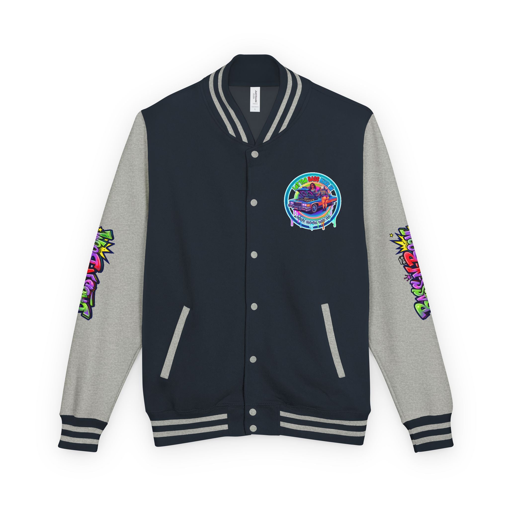 Letterman Jacket — ' Let The Bass Kick In' Retro Lowrider Crew Graphic