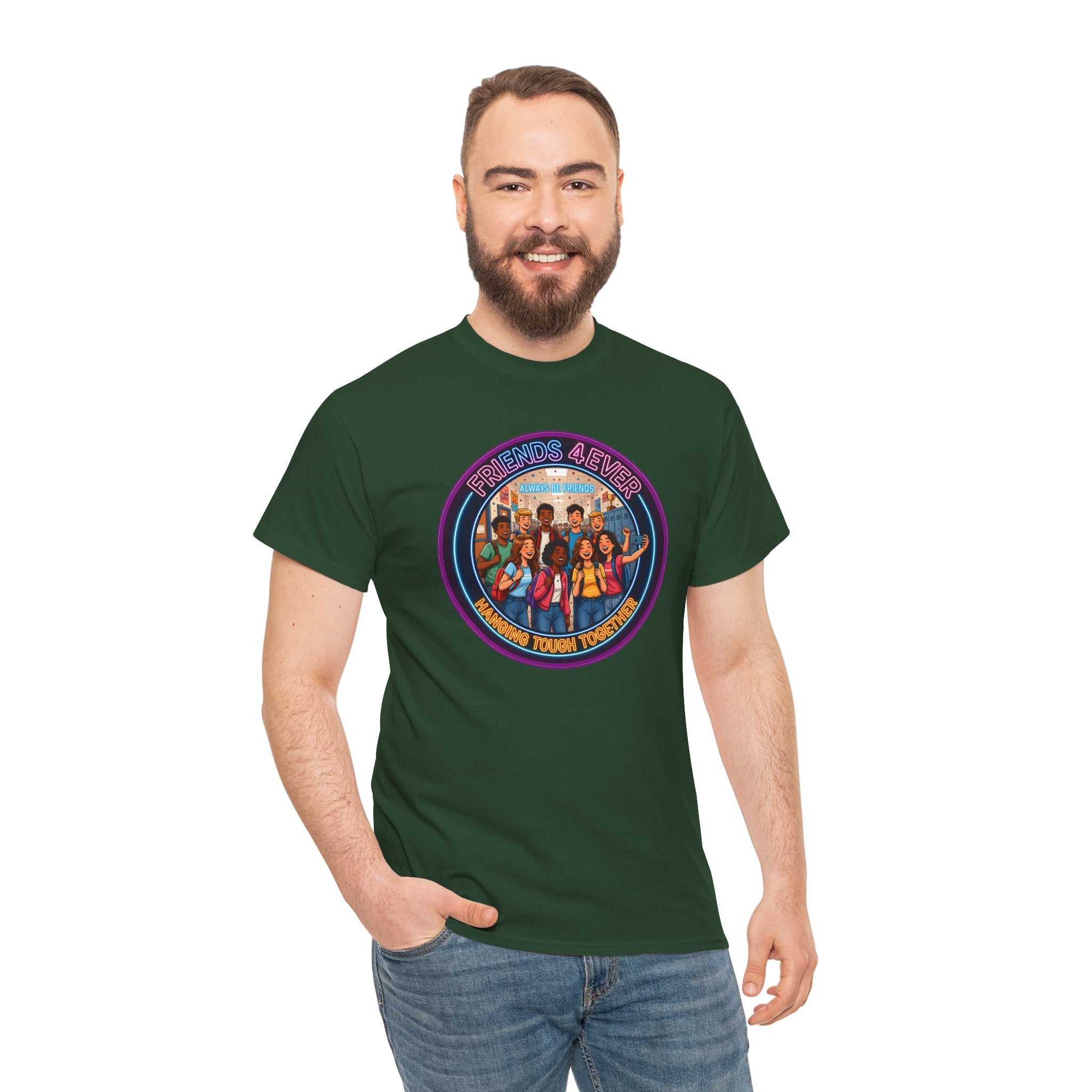 Graphic Tee — Retro Group Illustration "Friends Forever"