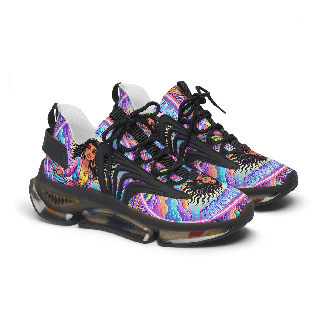 Women's Mesh Sneakers — Colorful Spiritual Goddess Graphic Athletic Shoes