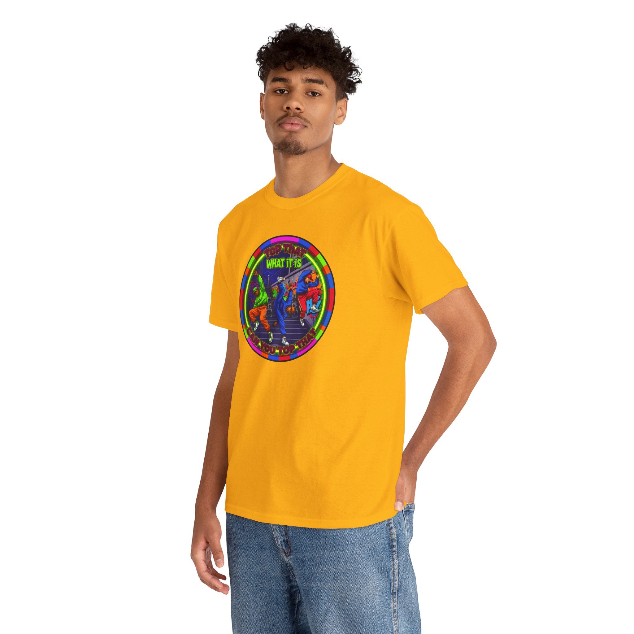 Dance Crew T-Shirt – "Top That What It Is" Retro Neon Graphic Tee