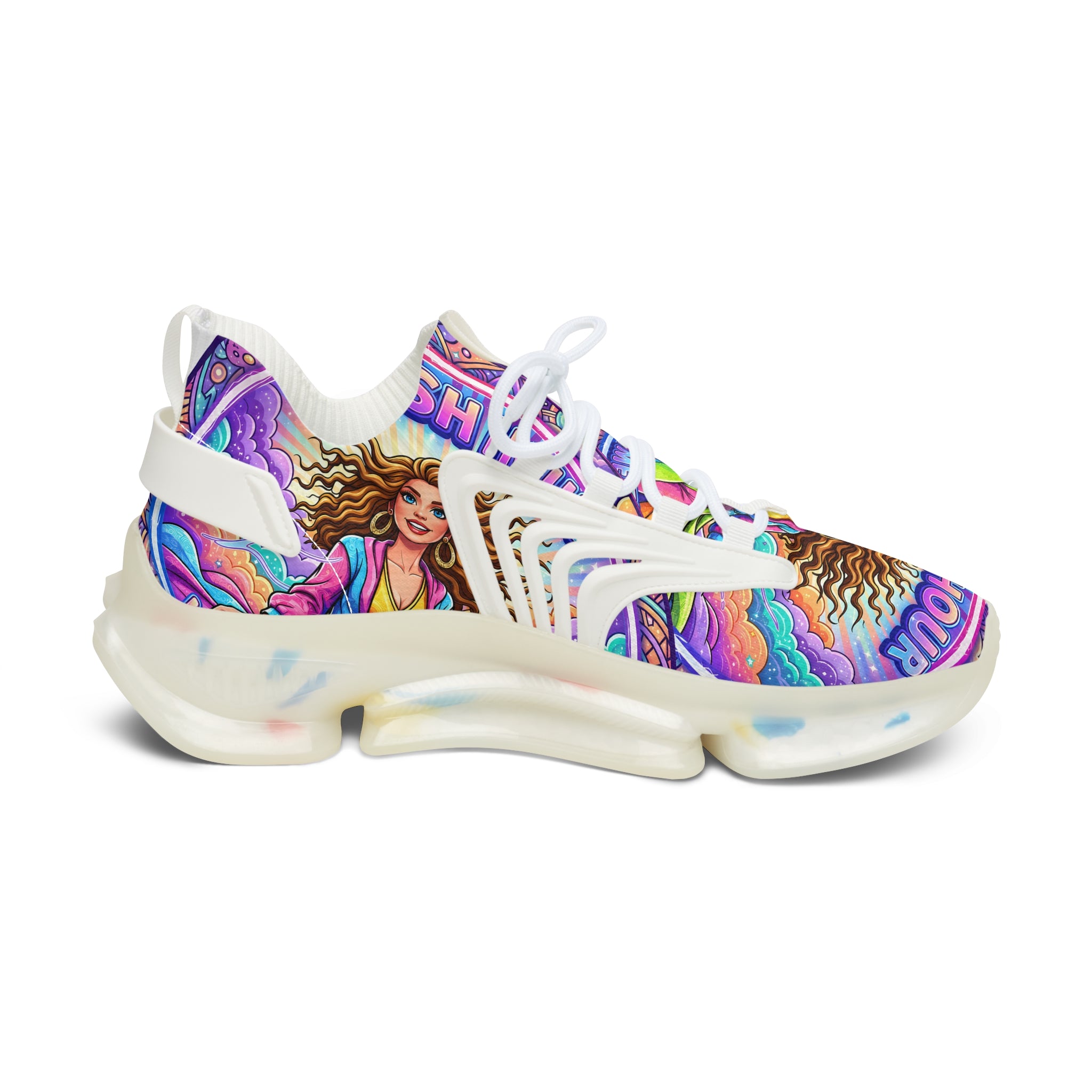Mesh Sneakers — Vibrant 'Rush Hour' Retro Goddess Athletic Shoes