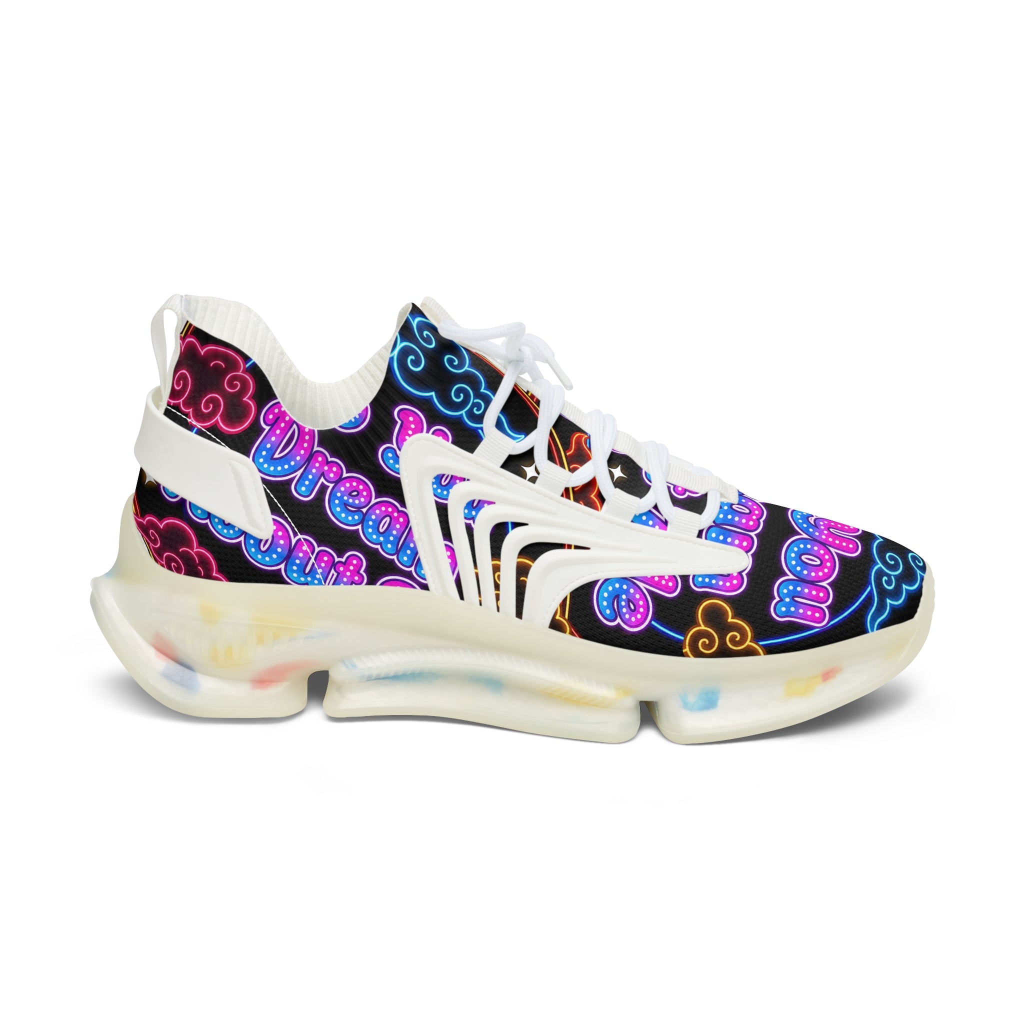 Women's Mesh Sneakers — Neon Cloud 'Do You Dream' Athletic Shoes