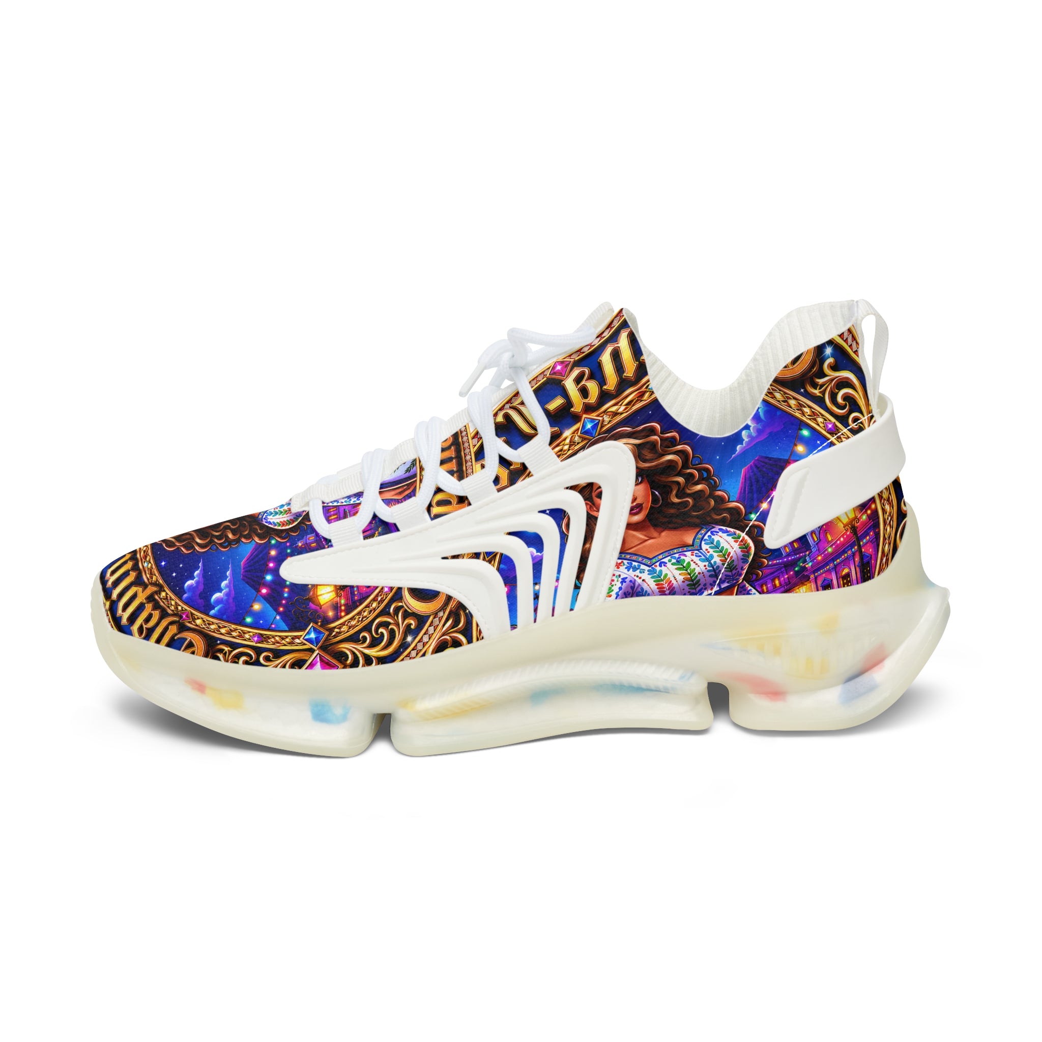 Women's Mesh Sneakers —"Chapina-Licious "Vibrant Saint-inspired Graphic Athletic Shoes